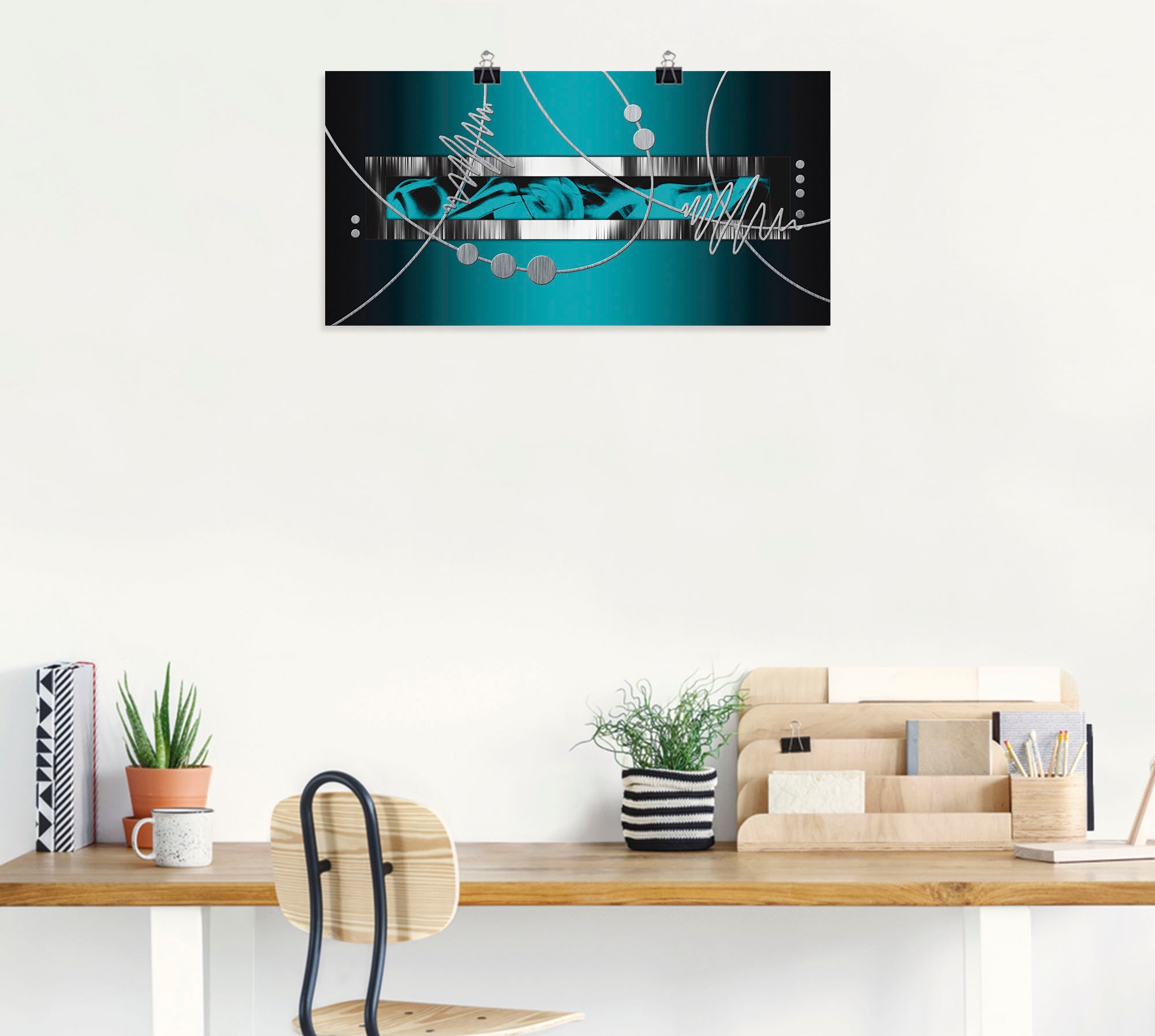 Artland Wandbild »Silber abstrakt auf petrol« Gegenstandslos 1 Stk. tlg. als Alubild, Leinwandbild, Poster in verschied. Größen