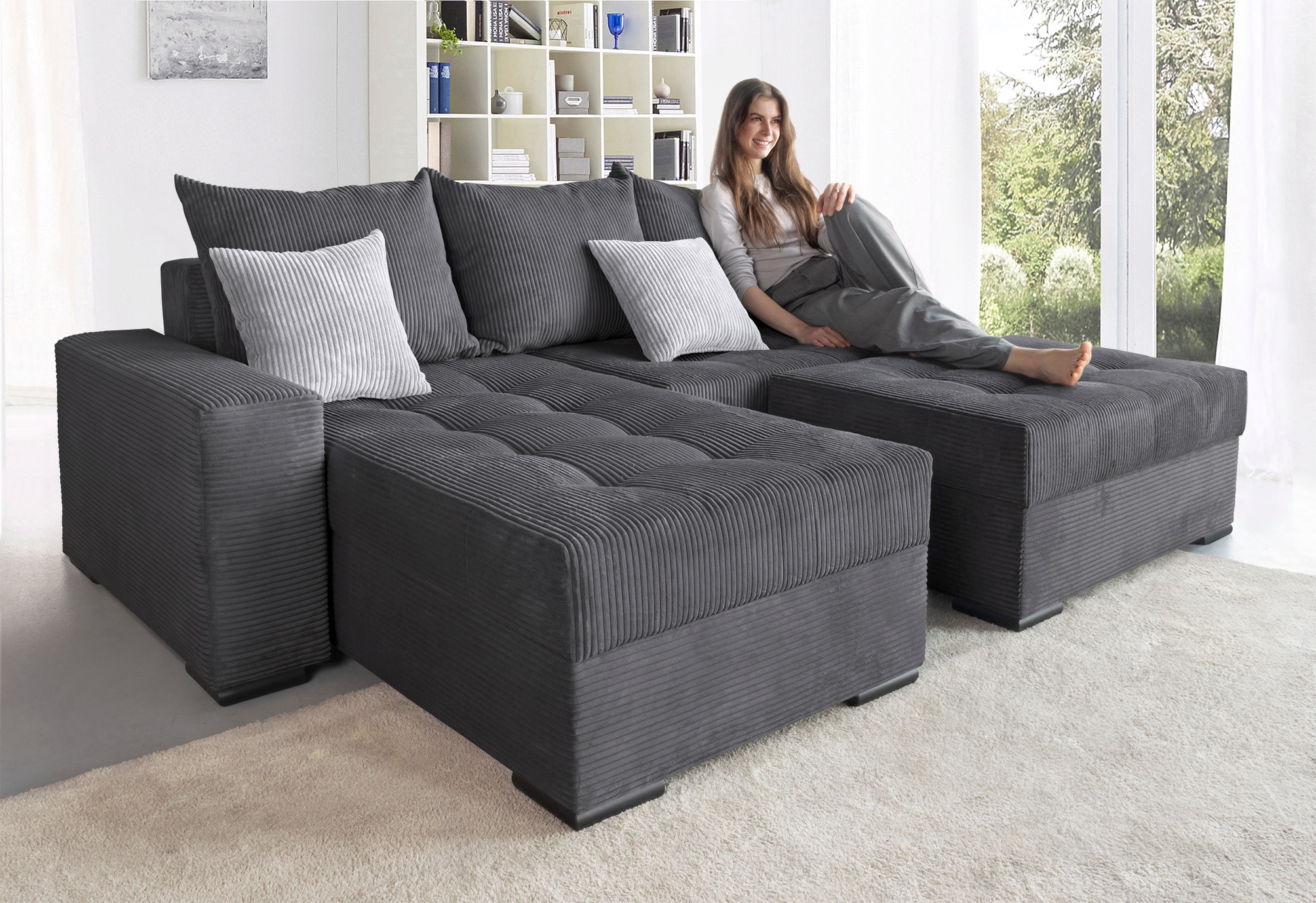 COLLECTION AB Ecksofa »Josy L-Form«, mit Bettfunktion und Bettkasten, Federkern