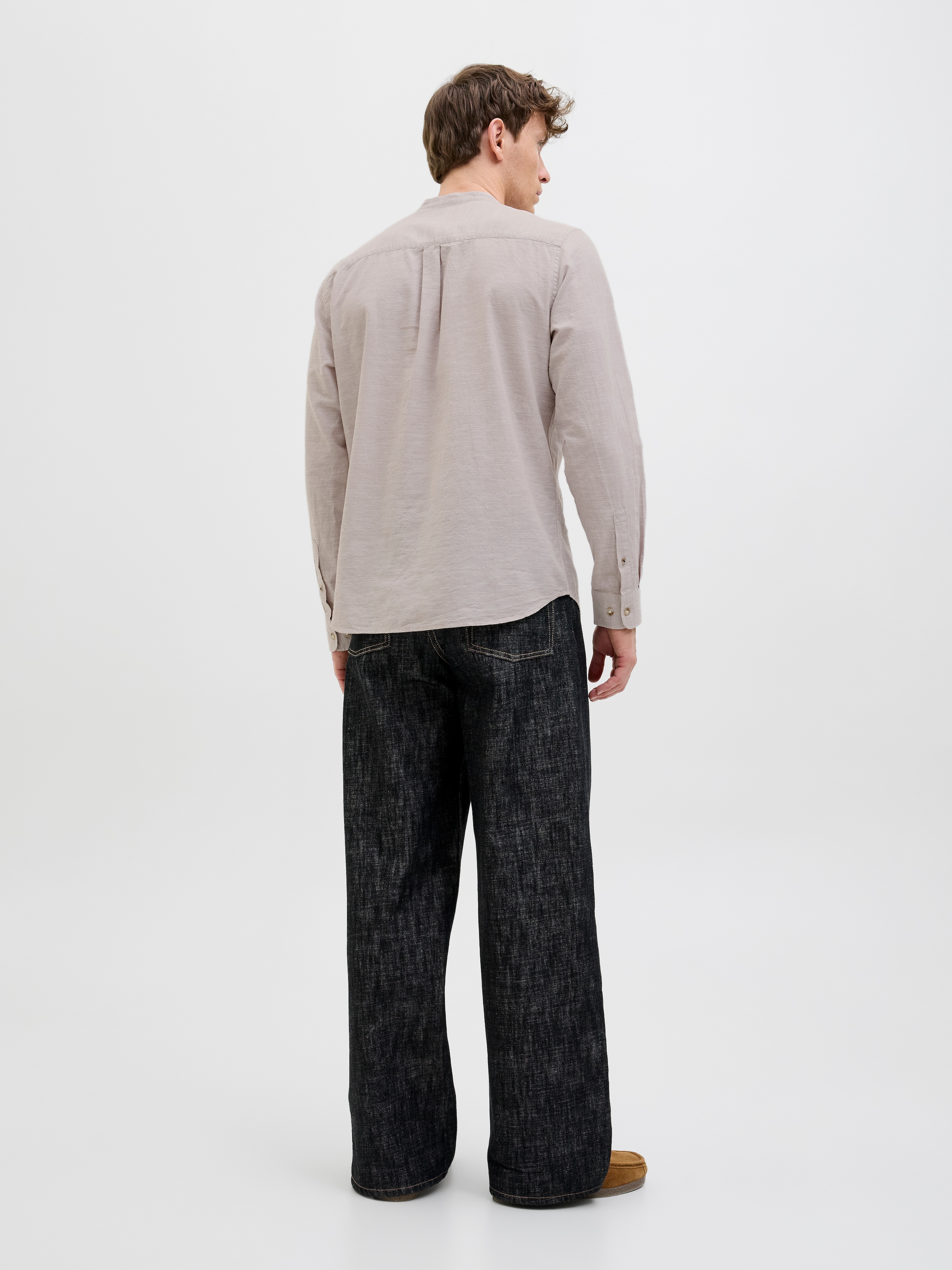 Jack & Jones Langarmhemd »JJESUMMER HALF PLACKET SHIRT LS SN«, mit Bandkragen