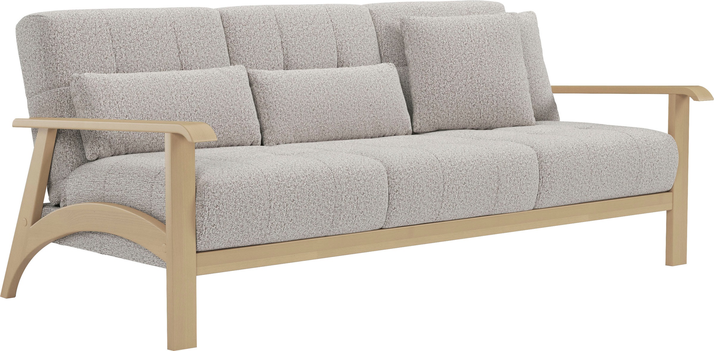 sit&more 3-Sitzer »Billund«, Armlehnen aus Buchenholz in natur, verschiedene Bezüge und Farben