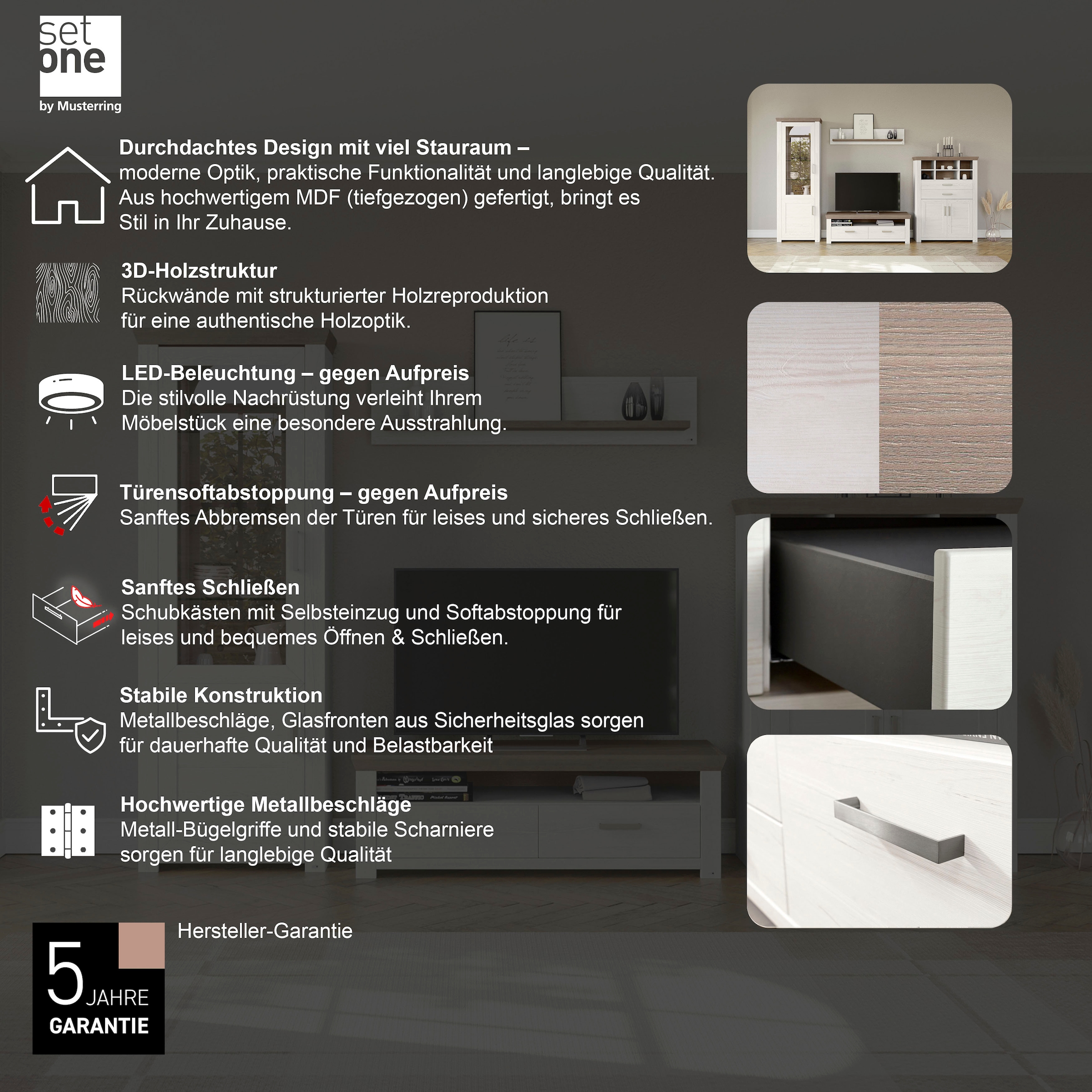set one by Musterring Wohnwand »York« 4 Stk. tlg.