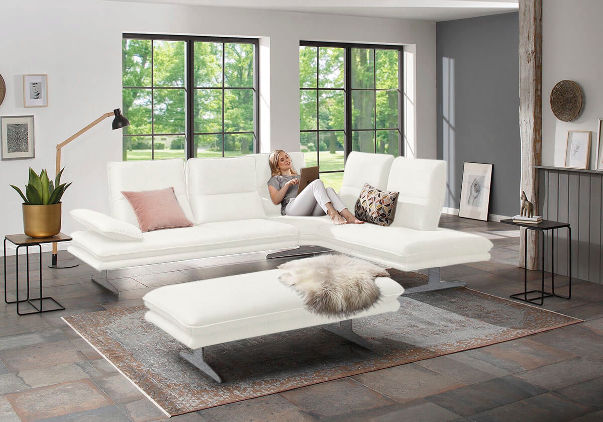 W.SCHILLIG Ecksofa »broadway, Designsofa, toller Sitzkomfort, zeitlos, elegant, L-Form«, Sitztiefenverstellung, Kopfteil- & Seitenteilverstellung, Breite 284cm