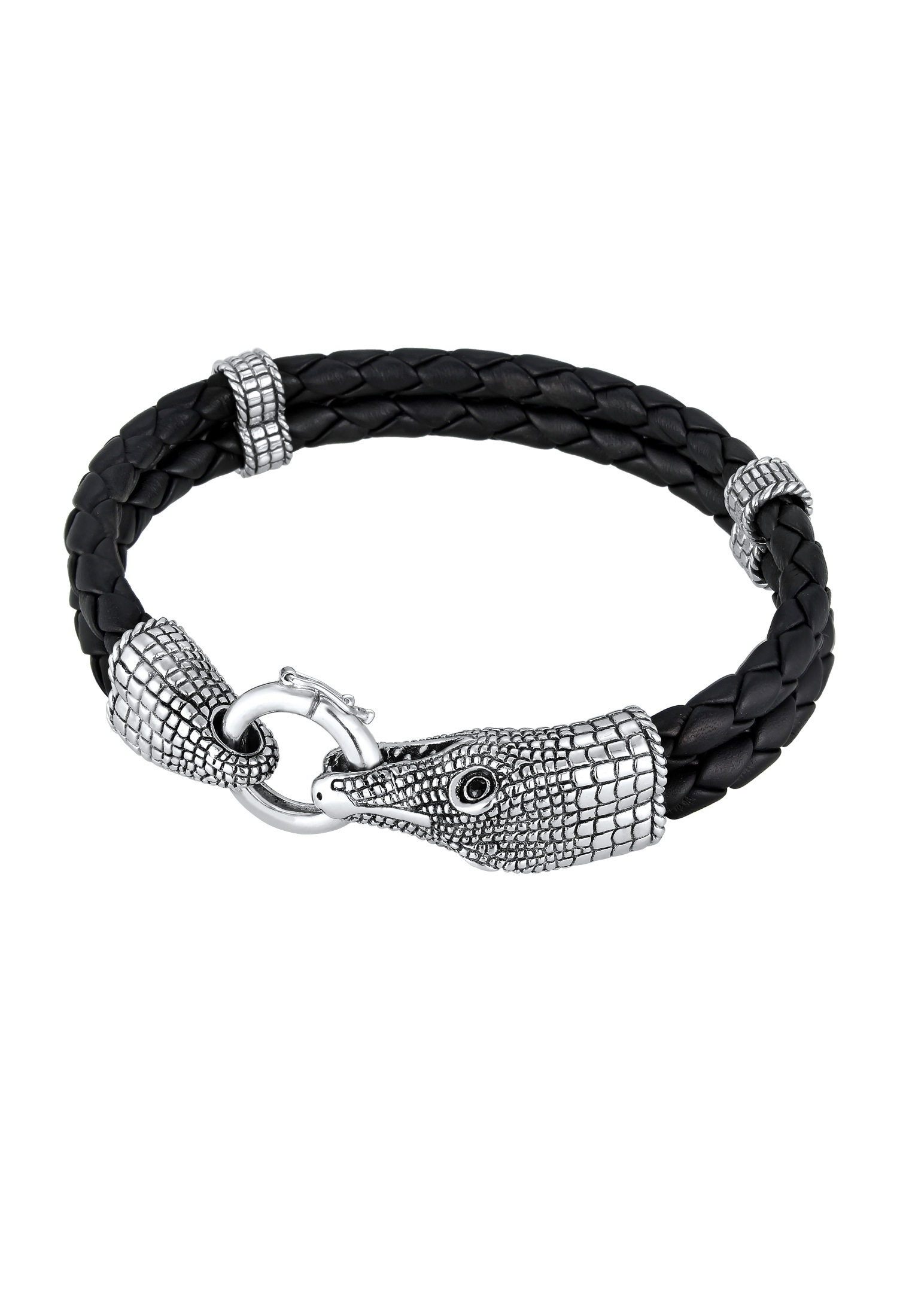 Kuzzoi Armband »Armband Herren Lederarmband Krokodil 925 Sterling Silber«