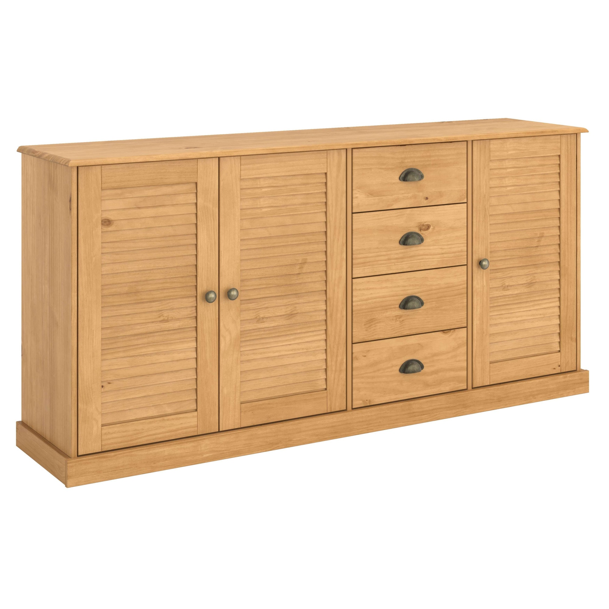 OTTO home Sideboard »Turia, mit Lamellentüren« Kommode aus massivem Kiefernholz, FSC®, 4 Schubkasten, Breite 166 cm