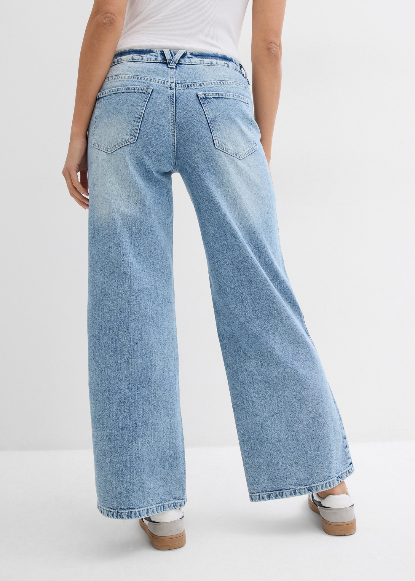 bonprix Weite Jeans 1 mittlere Bundhöhe, aus festem Baumwoll-Denim, mit Zip Fly und Knopf
