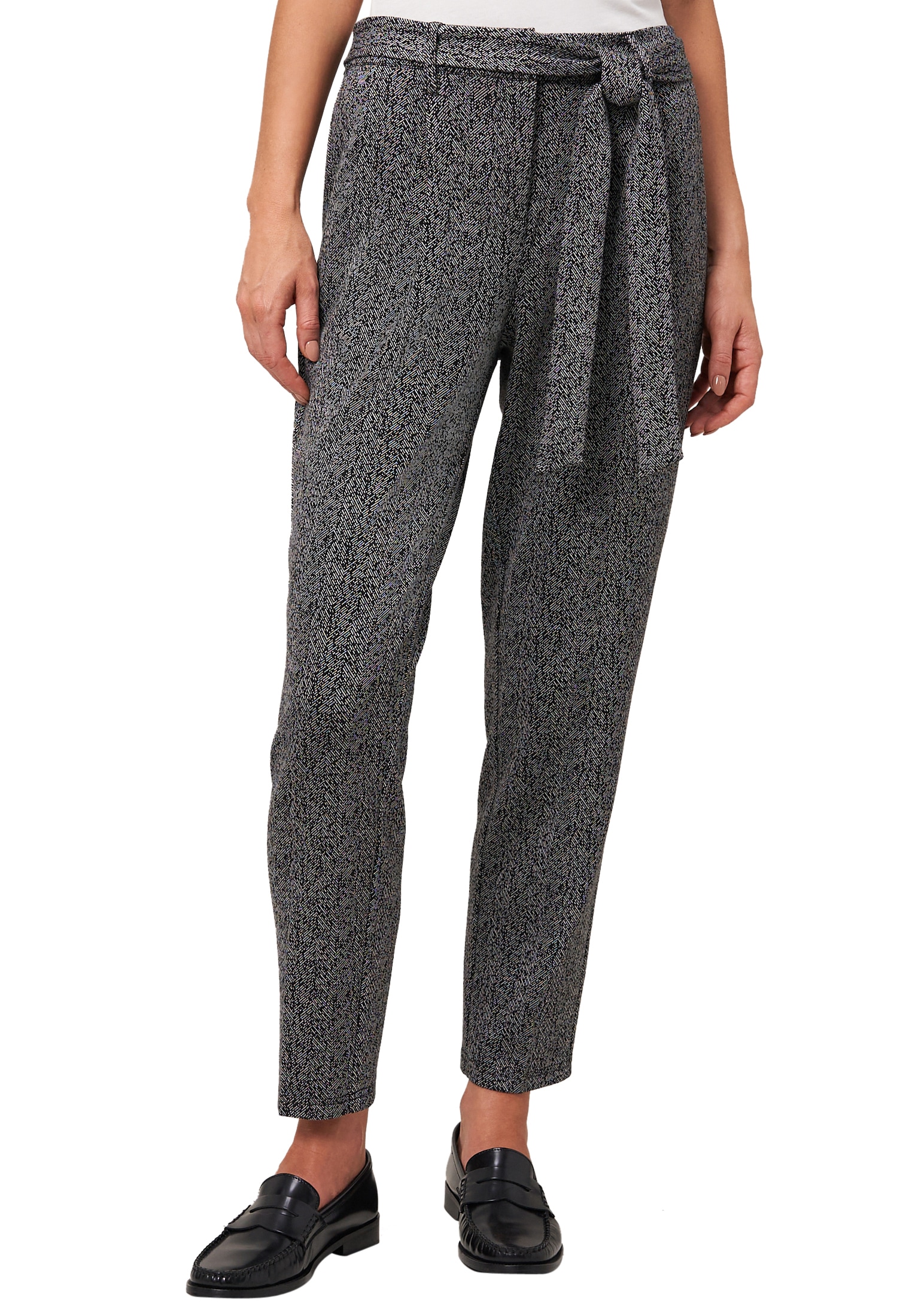 Zero Stoffhose »Stoffhose Herringbone mit Bindegürtel 28 Inch«