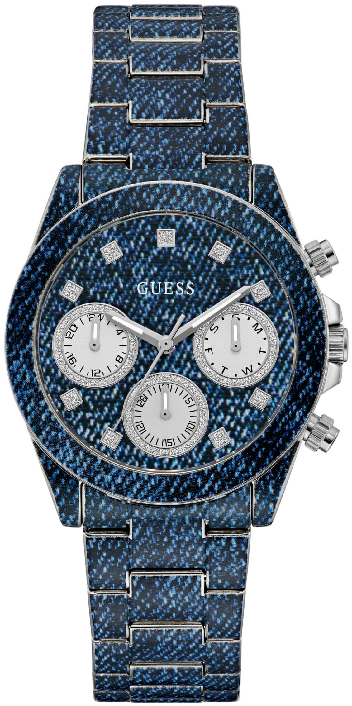 Guess Multifunktionsuhr »INDIGO«, Quarzuhr, Armbanduhr, Damenuhr, Datum, 12/24-Std.-Anzeige