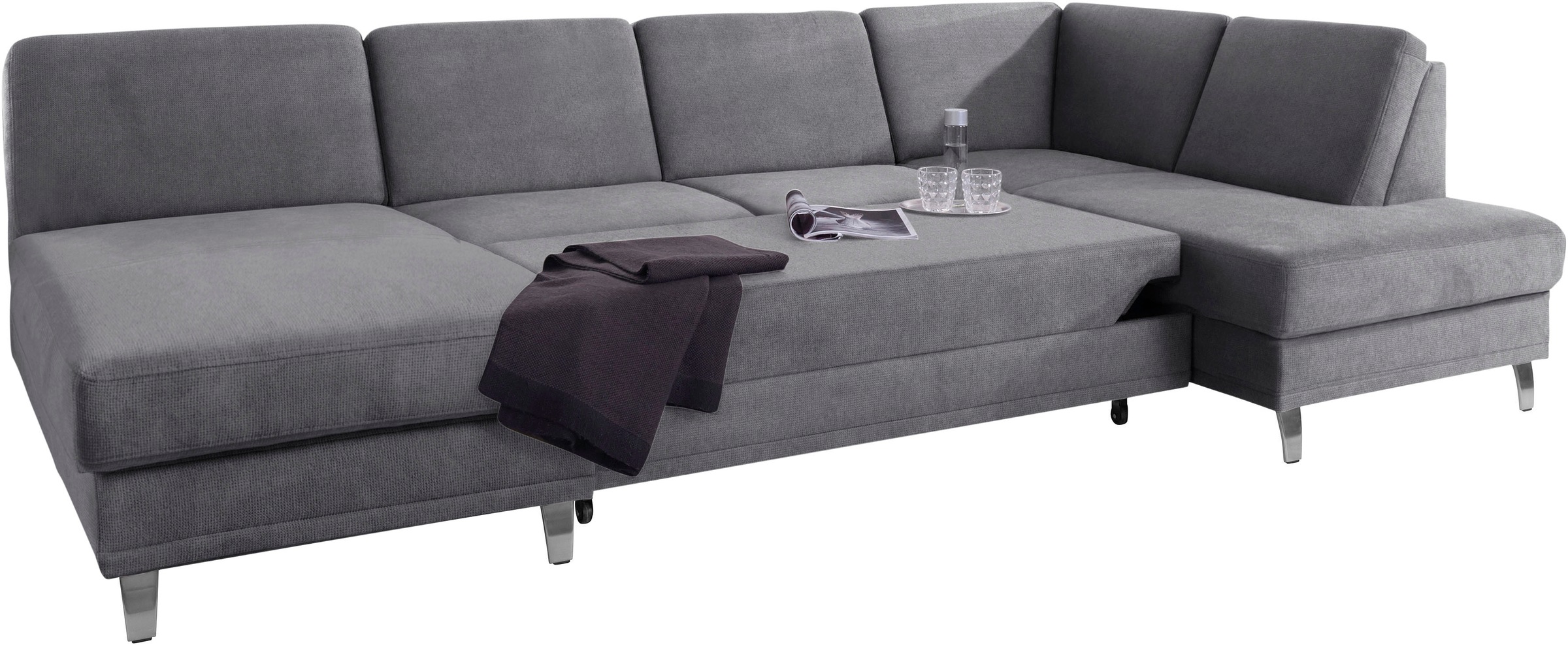 sit&more Wohnlandschaft »Clio U-Form«, wahlweise mit Bettfunktion und Bettkasten, inklusive Federkern