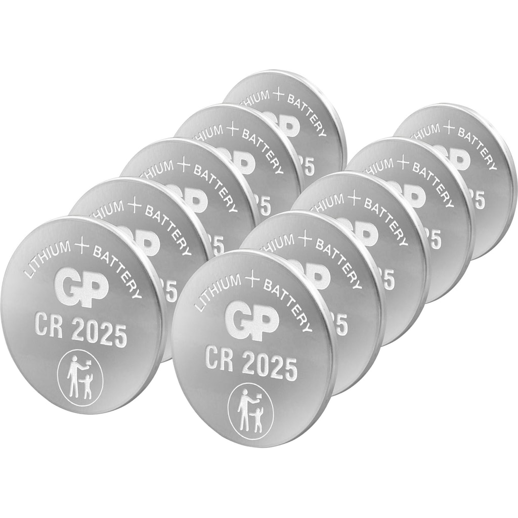 GP Batteries Knopfzelle »10er Pack CR2025 Lithium«, CR2025, 3 V, (Set, 10 St.)