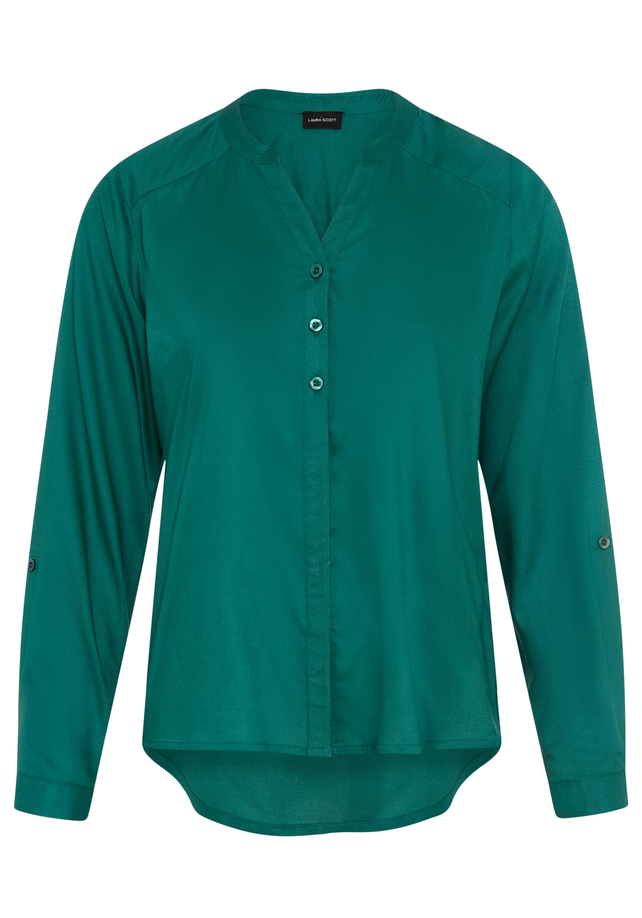 Laura Scott Longbluse mit Stehkragen, Langarm mit 1-Knopf-Manschette, aus Viskose