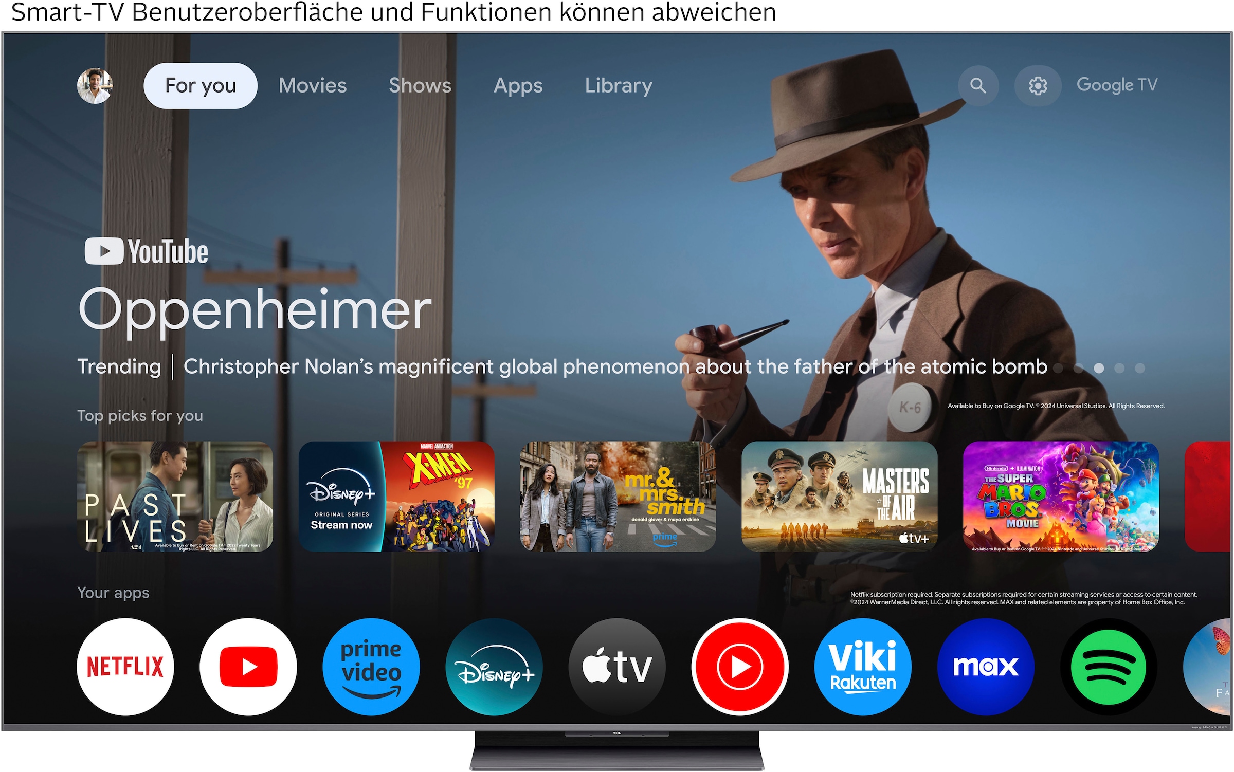 TCL QLED Mini LED-Fernseher »75Q8CX7«, 4K Ultra HD, Google TV-Smart-TV, Audio von Bang & Olufsen, Smart TV, Apple TV, 144Hz, 4K HDR, Multi-HDR