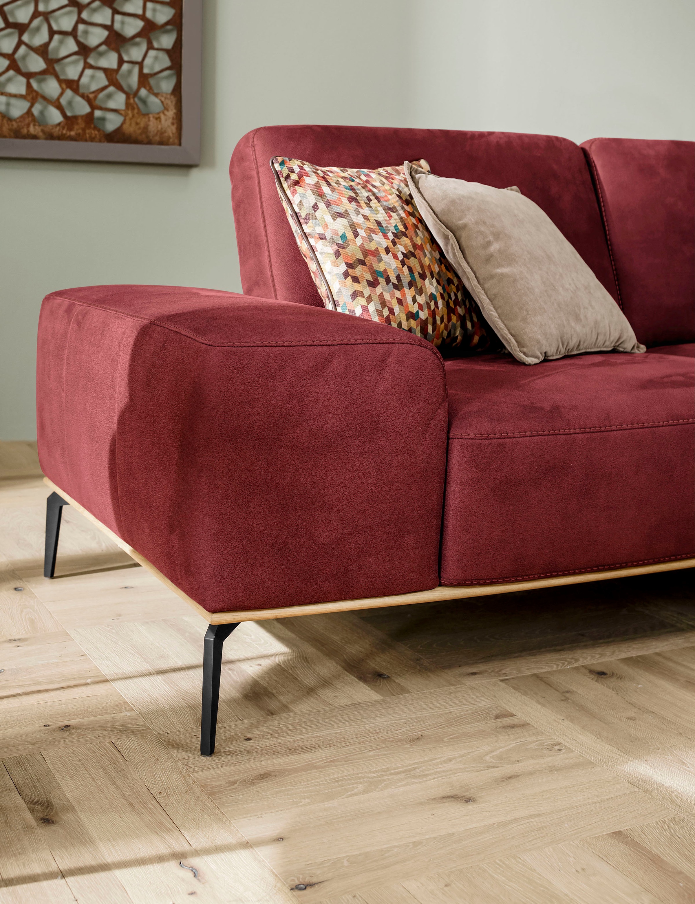 W.SCHILLIG Ecksofa »run, Designsofa mit tollem Sitzkomfort, bequem, L-Form«, mit Holzsockel, Füße in Schwarz pulverbeschichtet, Breite 299 cm