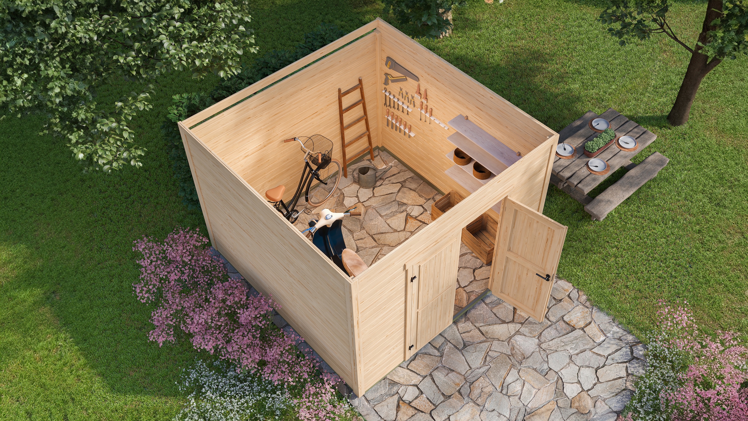 Nordic Holz Gartenhaus »Fynn 3« kleiner stilvoller Schuppen mit Flachdach