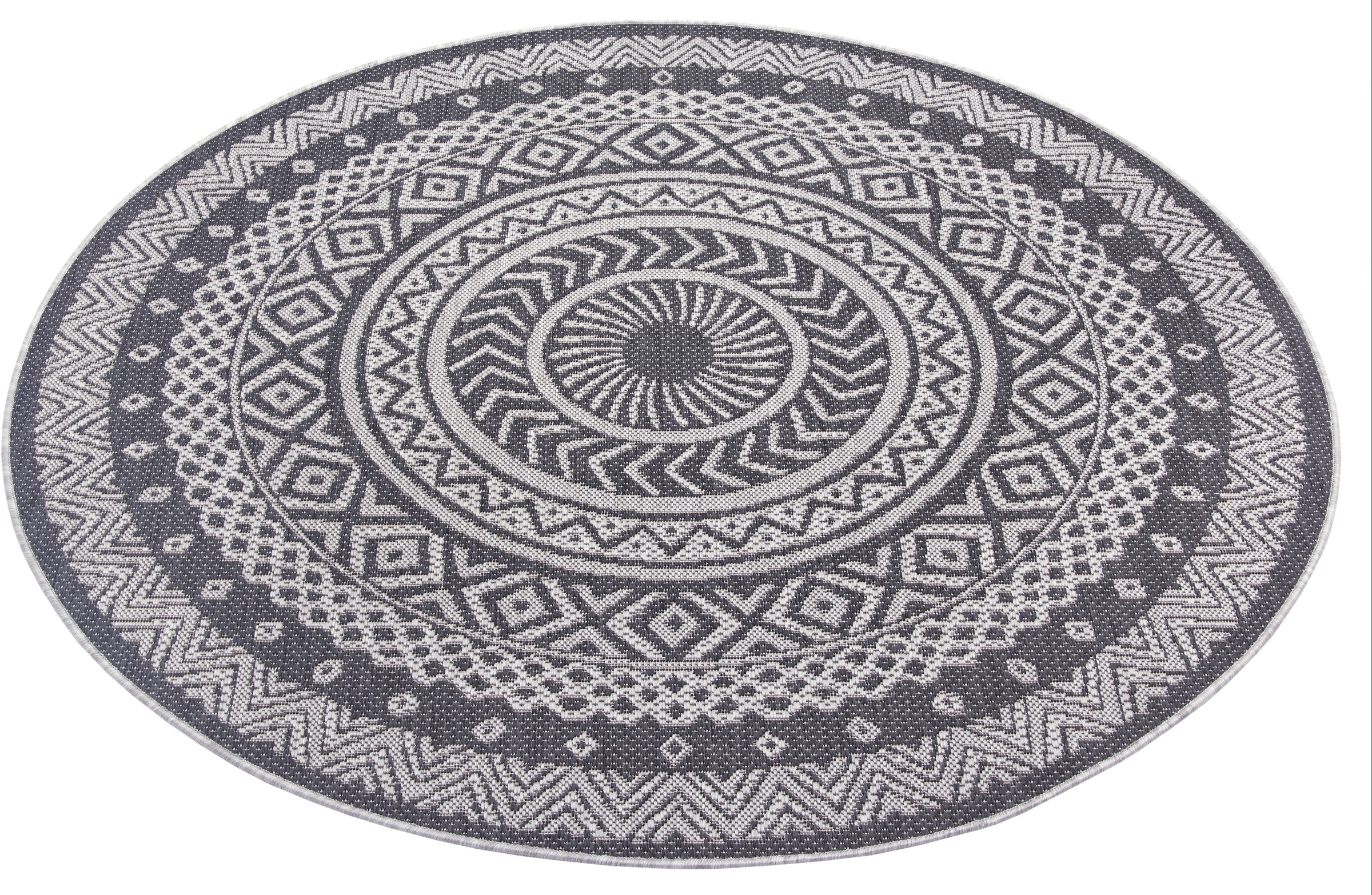 Leonique Teppich »Sia«, rund, 3 mm Höhe, Mandala Teppich, Boho, wetterfest & UV-beständig, besonders flach