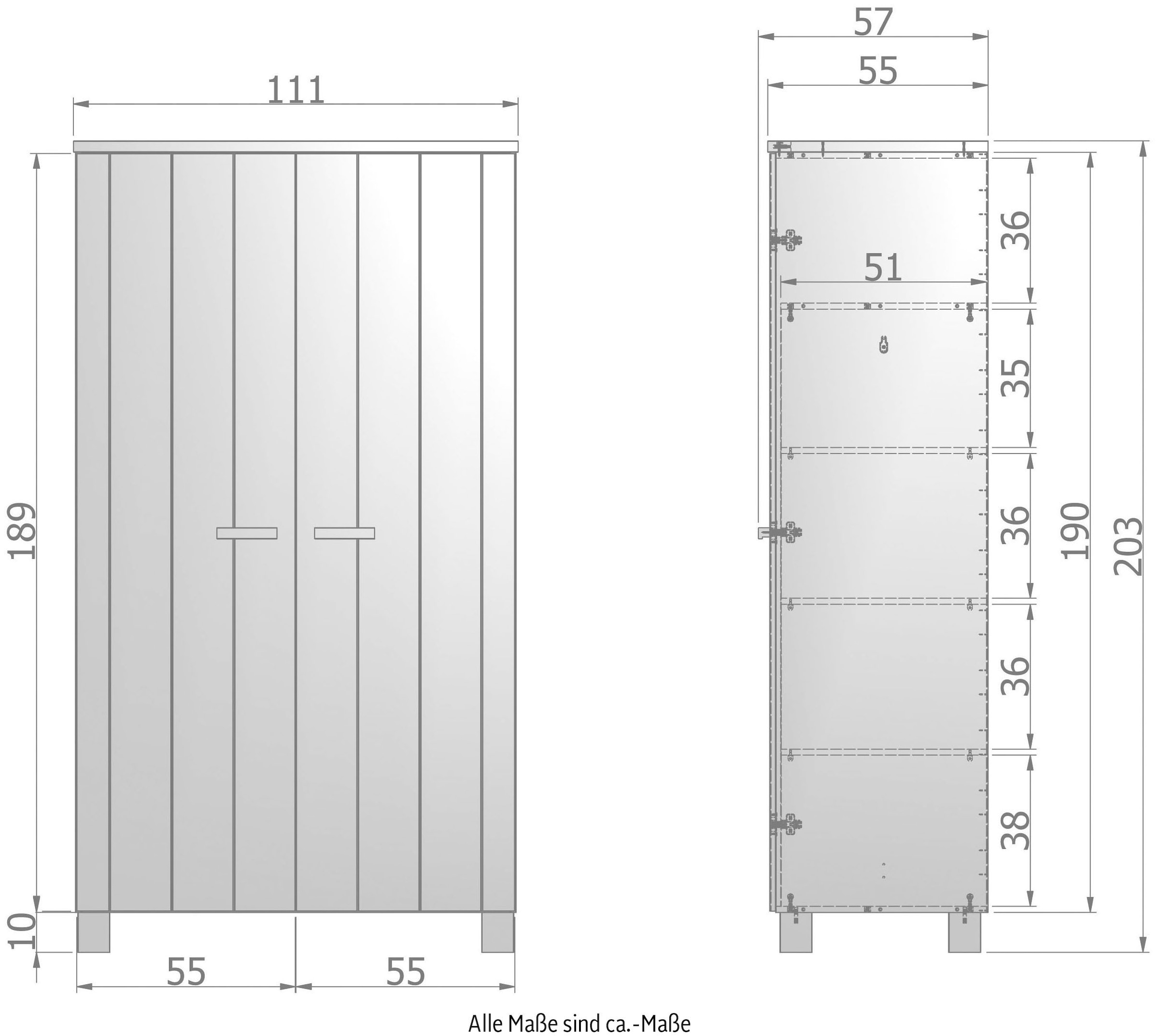 WOOOD Garderobenschrank »Dennis« mit Kleiderstange, viel Stauraum, B 111 cm x H 202 cm