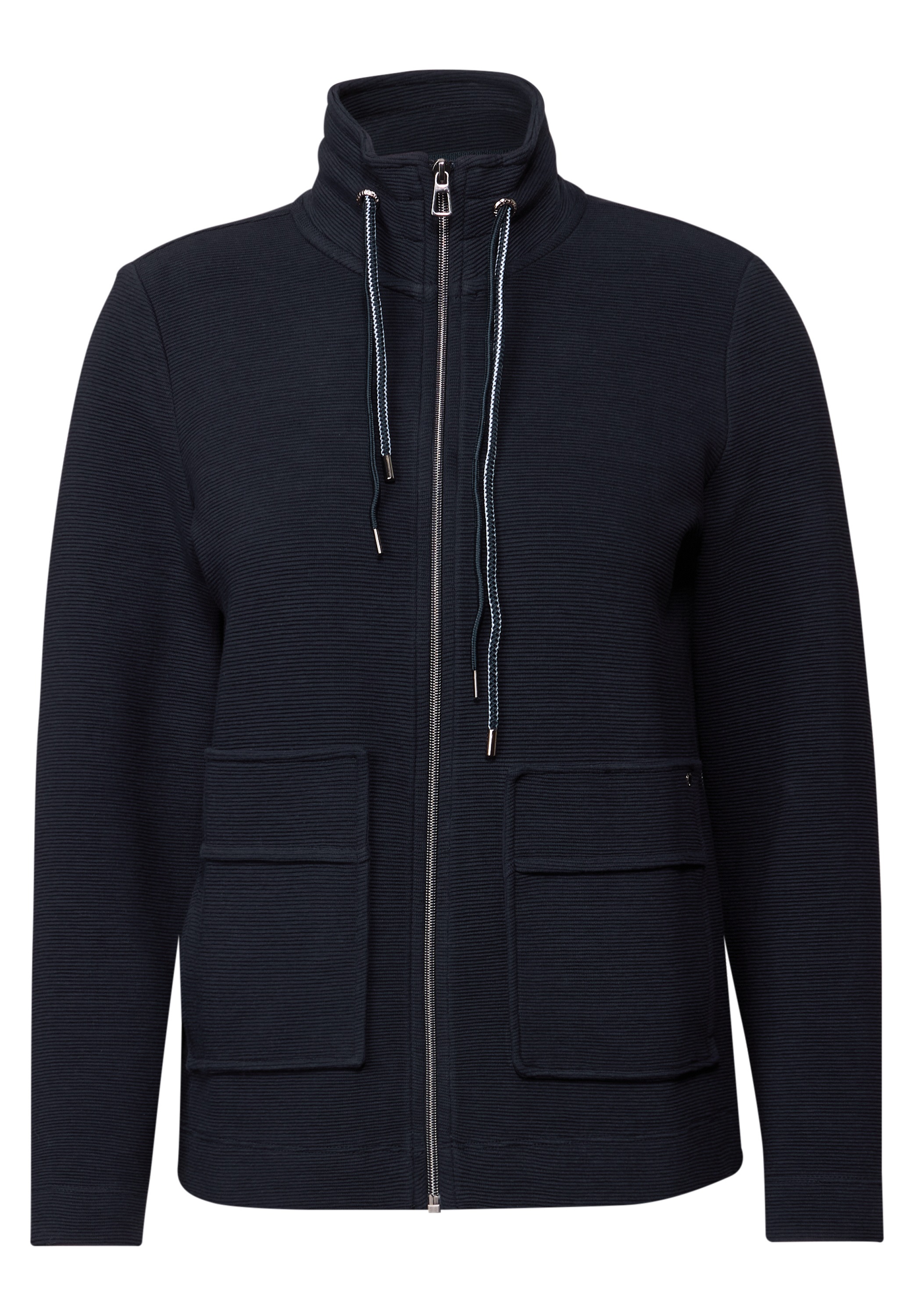 Cecil Sweatjacke, im Ottoman-Look und Stehkragen, Struktur-Optik