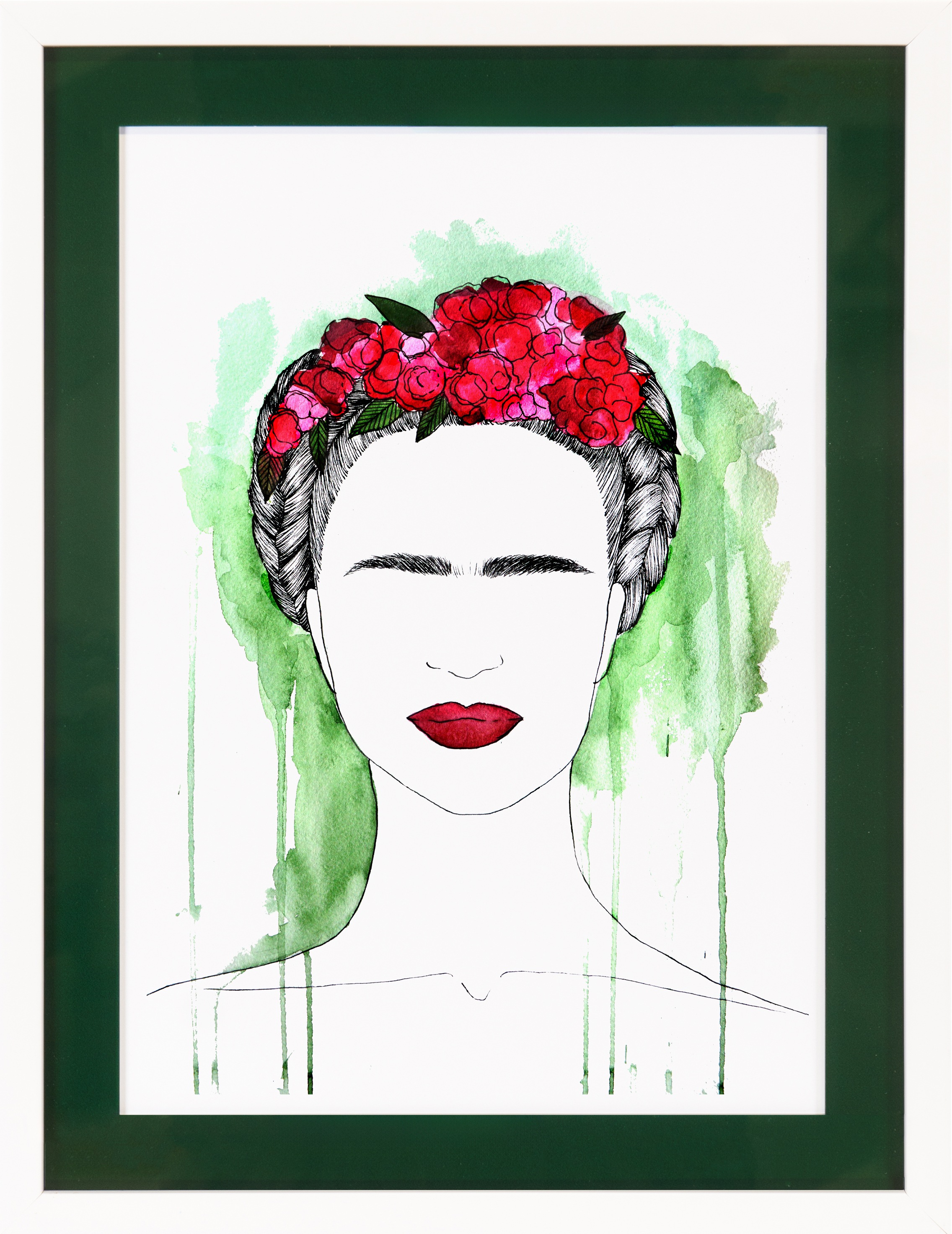queence Bild mit Rahmen »Frida Kahlo«, Bilder von Frauen-Frau-Gesicht, (1 St.), Poster mit buntem Acrylglas Passepartout