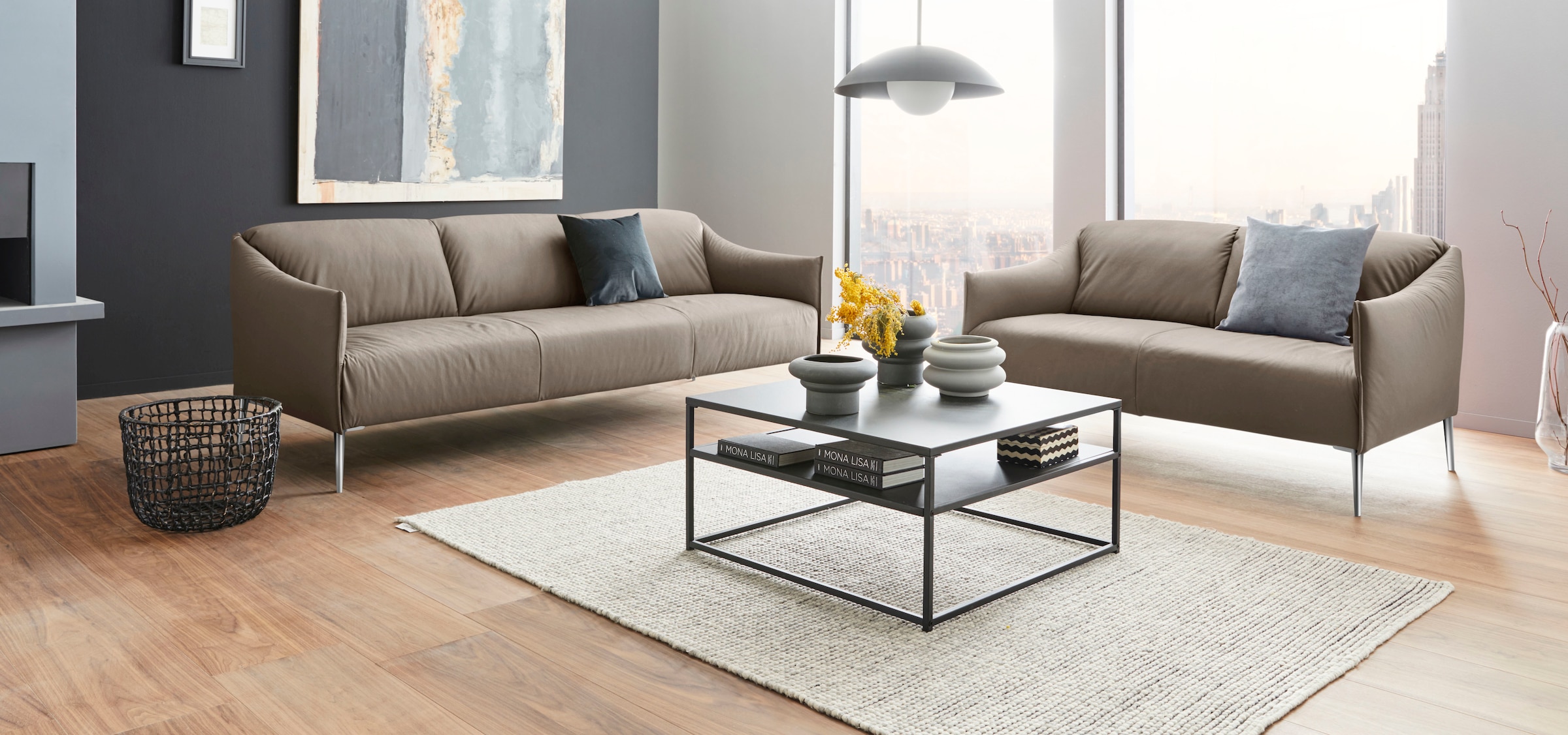 W.SCHILLIG 3-Sitzer »sally«, mit Metallfüßen in Chrom glänzend, Breite 224 cm