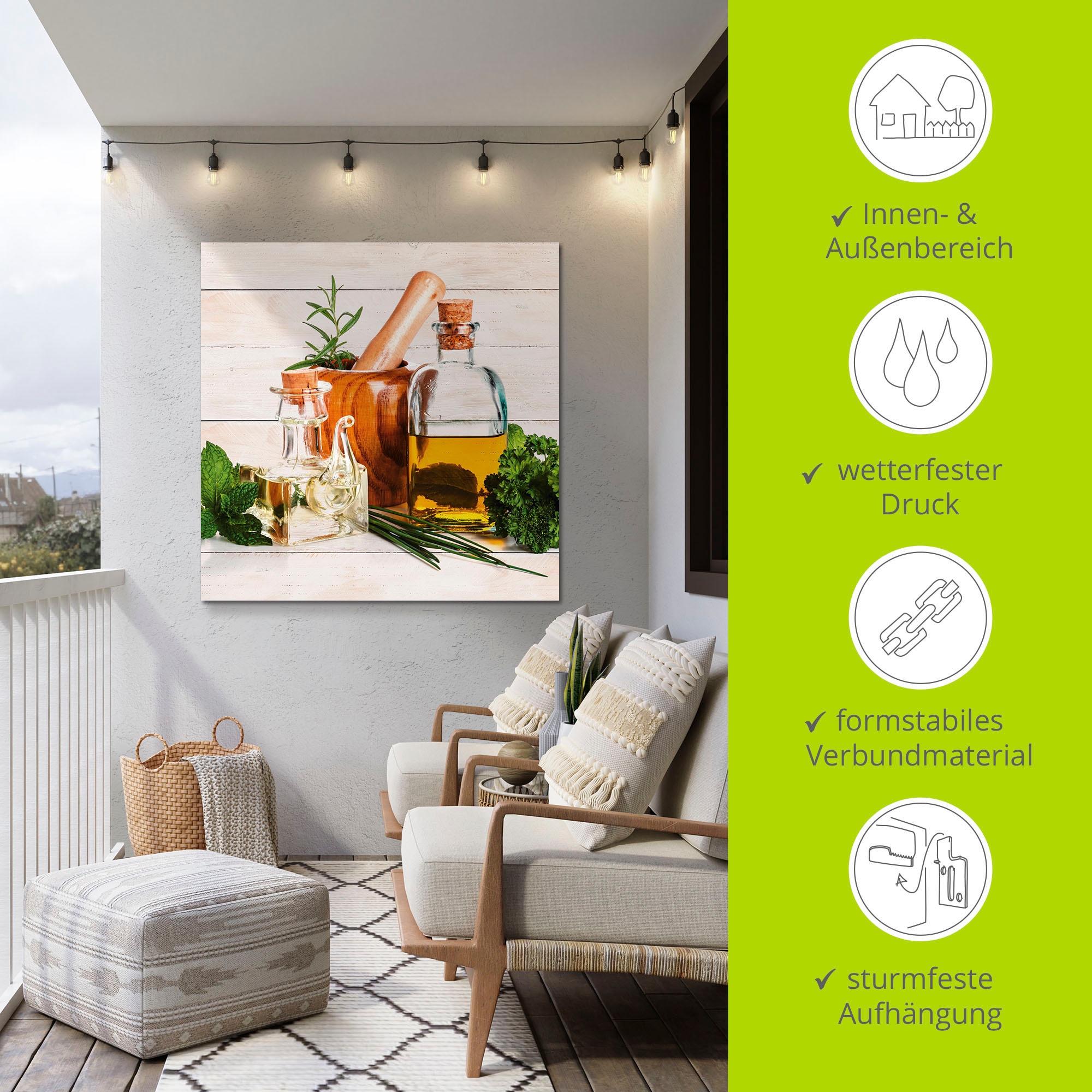 Artland Wandbild »Olivenöl und Kräuter - Küche« Arrangements 1 Stk. tlg. als Alubild, Leinwandbild in verschied. Größen