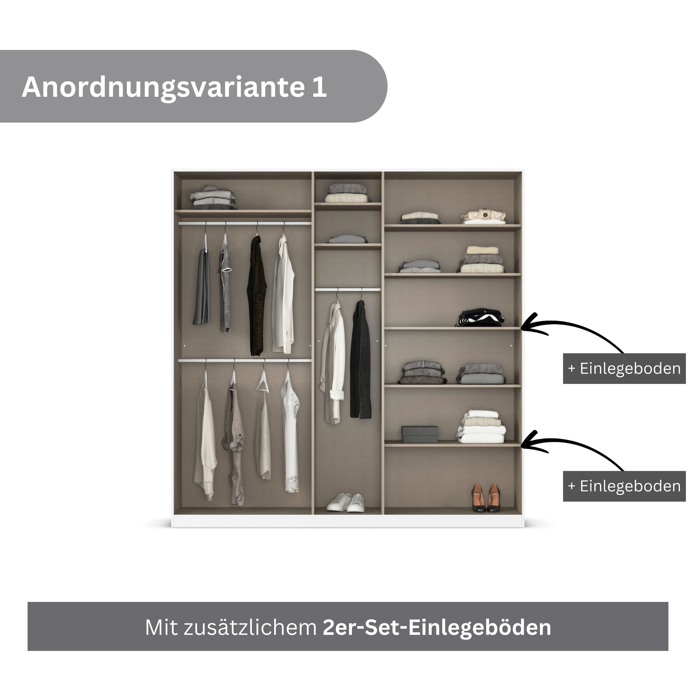 rauch Drehtürenschrank »Kleiderschrank Schrank Garderobe AGORDO TOPSELLER Schlafzimmer«, (in zwei Griff-Farben mit Dekor- oder Hochglanzfront), durchdachte Innenausstattung, in 6 Breiten und 2 Höhen MADE IN GERMANY