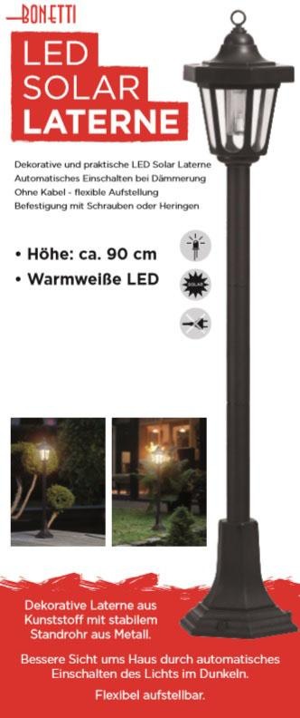 IC Gardenstyle Außen-Stehlampe »LATERNE«, Leuchtmittel LED-Board | LED fest integriert, LED Solar Laterne 90 cm