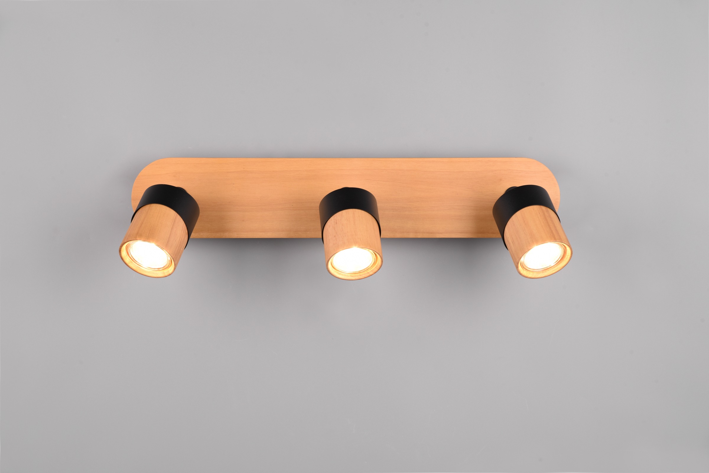 TRIO Leuchten Deckenstrahler »ARUNI, Spot 3-flammig Wandspot Deckenspot exkl 3x GU10 max 10W«, 3 flammig, Leuchtmittel GU10 | Leuchtmittel wechselbar, Deckenstrahler mit Materialmix Holz / Metall für Küche Flur Wohnzimmer