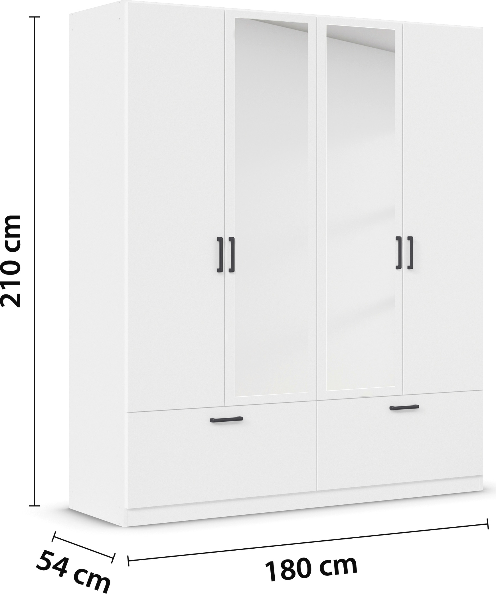 rauch Drehtürenschrank »Kleiderschrank Schrank Garderobe Wäscheschrank BARI mit Spiegel« mit Schubkästen und modernem Griff in Graumetallic MADE IN GERMANY
