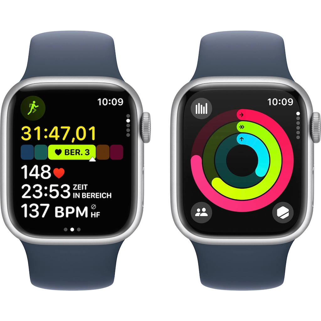 Apple Smartwatch »Watch Series 9 GPS + Cellular 41mm Aluminium M/L«, (Watch OS 10)