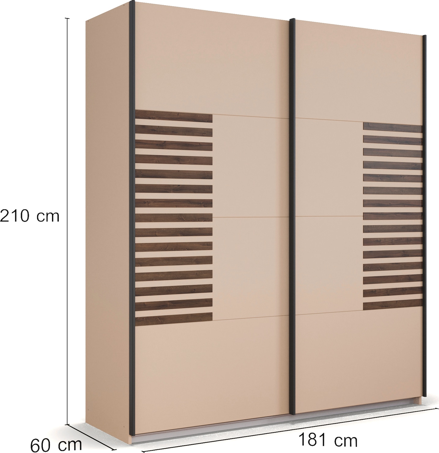 rauch Schwebetürenschrank »Kleiderschrank Schrank Garderobe Schlafzimmerschrank BAREA«, Front mit Auflage in moderner Lamellen-Optik MADE IN GERMANY