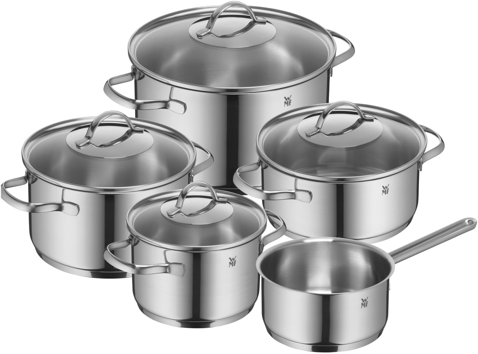 WMF Topf-Set »Provence Plus«, 9-teiliges Kochtopf Set mit Glasdeckel, Cromargan® Edelstahl Rostfrei 18/10,  für alle Herdarten geeignet