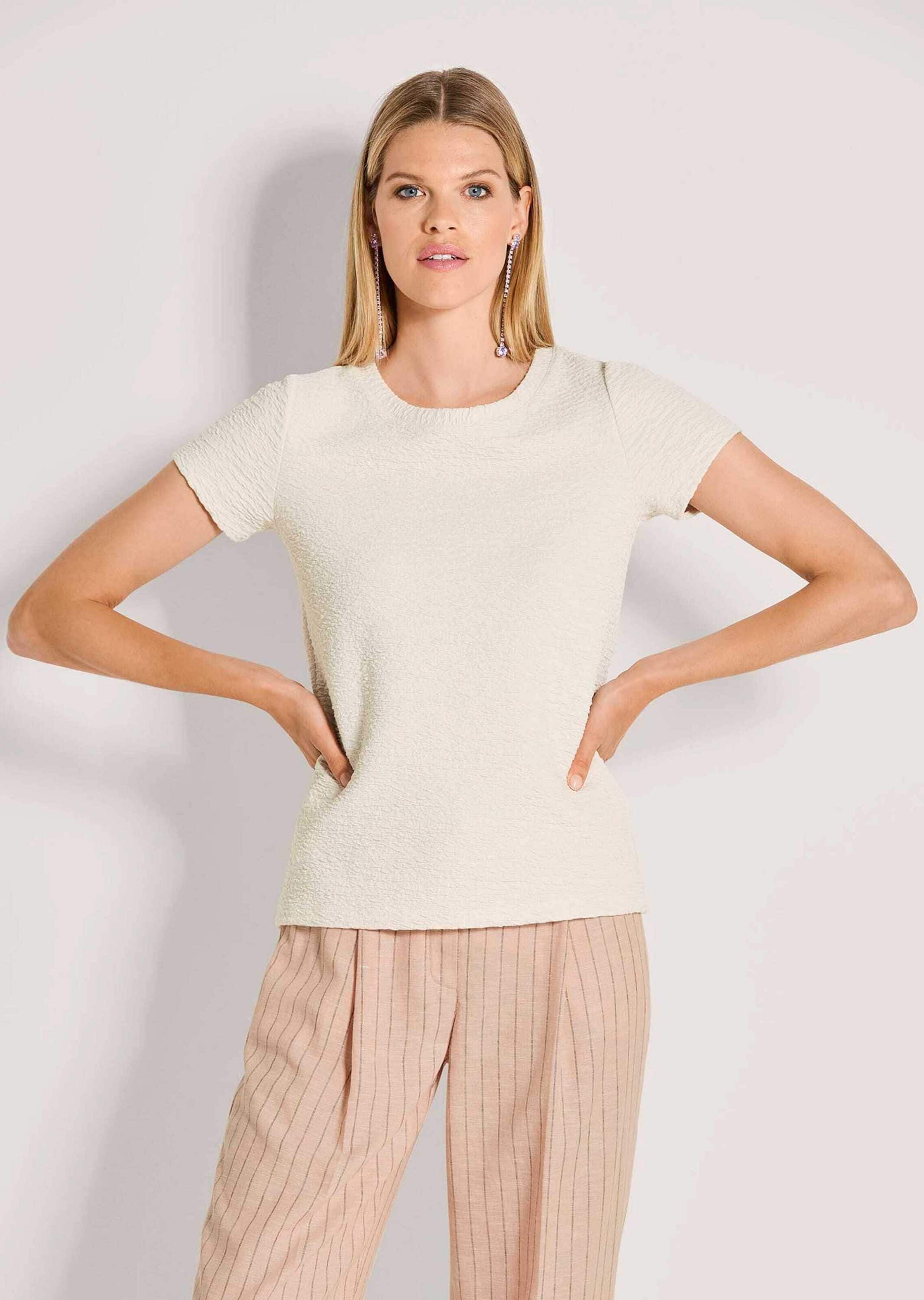 MADELEINE Kurzarmshirt »Shirt Elegantes Basic-Shirt, Kreppqualität« Kreppgewebe