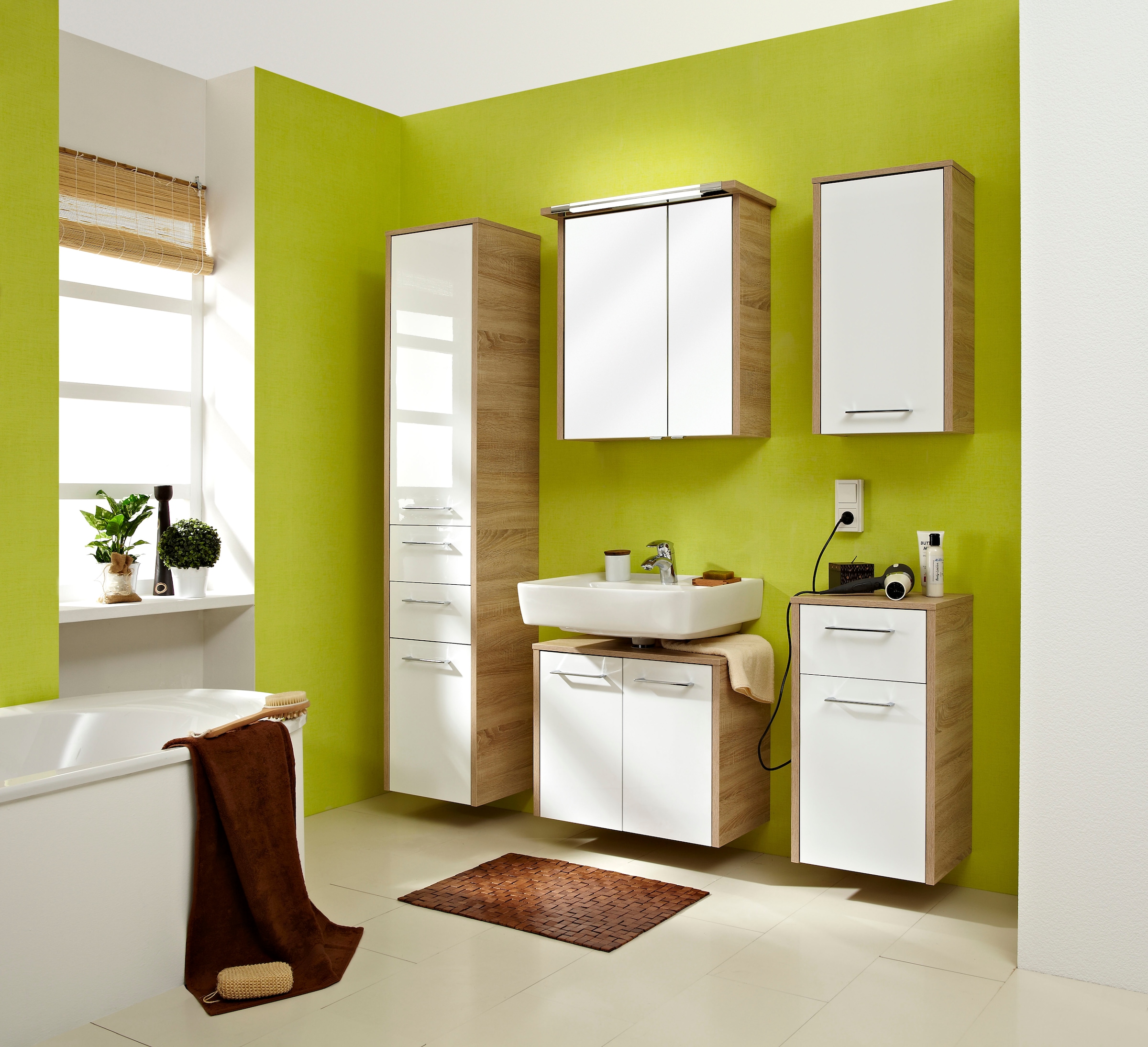 Saphir Hängeschrank »Quickset 382 Wand-Badschrank mit 1 Tür und 2 Einlegeböden« Badezimmer-Hängeschrank, 40 cm breit, inkl. Türdämpfer, Weiß Hochglanz