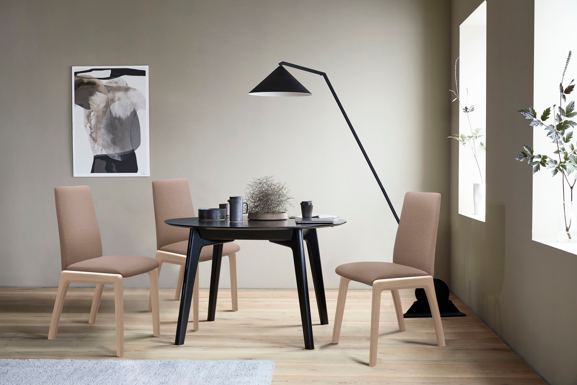 Stressless® Polsterstuhl »Laurel«, ROHLEDER Stoff Q2 FARON, Low Back, Größe L, mit abgerundeten Beinen in Walnuss