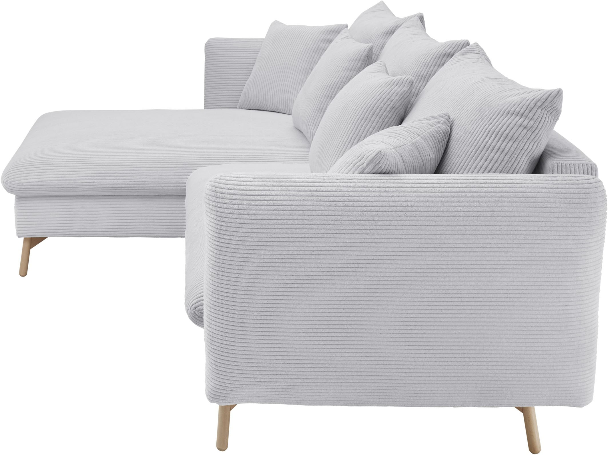 andas Ecksofa »MERLE, 258 cm, L-Form, traumhafter Cord,«, mit Bettfunktion und Bettkasten, Liegefläche 224 x 139