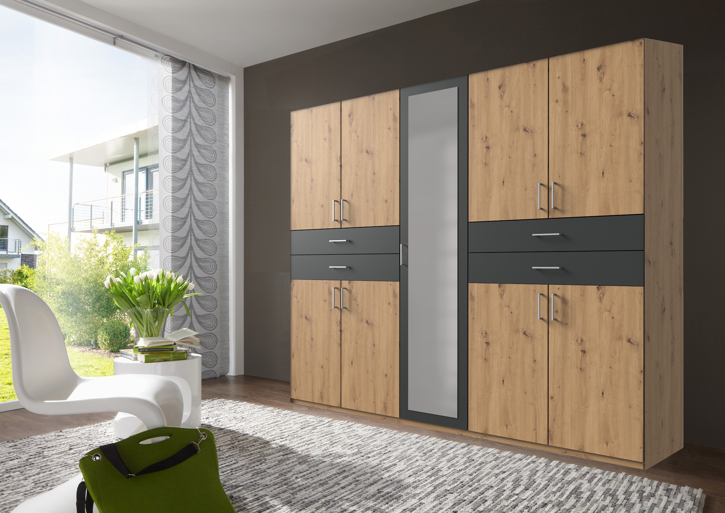 Wimex Kleiderschrank »Taiga Kleiderschrank mit Spiegel OTTOs Choice Topseller« mit Schubladen auf bequemer Höhe