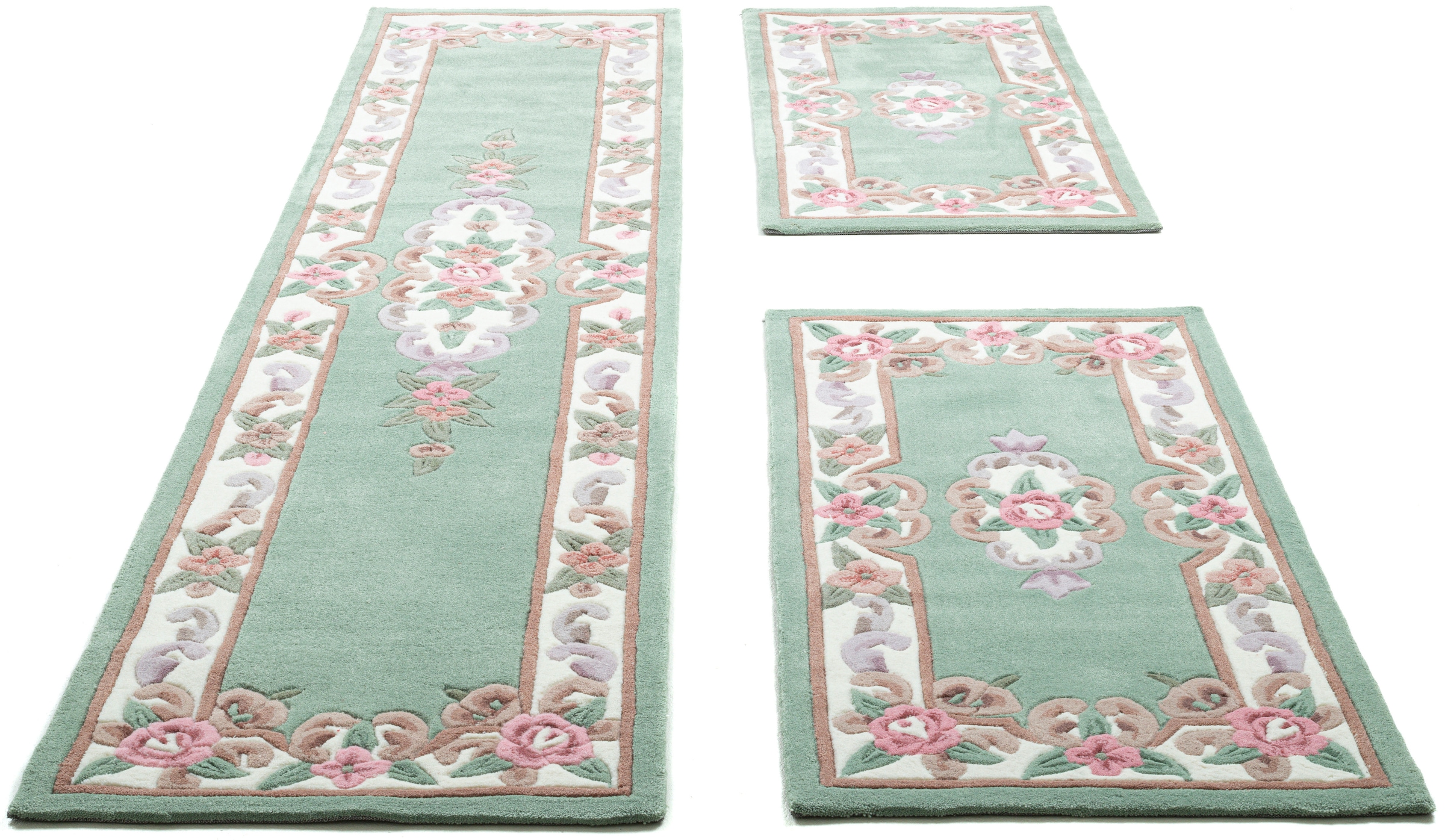 THEKO Bettumrandung »Ming« Höhe 14 mm 3 Stk. tlg. Bettvorleger, Läufer-Set, Pastell-Farben, florales Design,