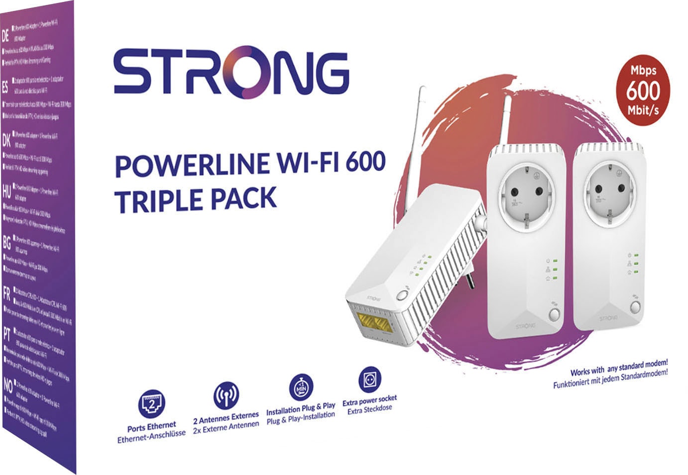 Strong Reichweitenverstärker »POWERLINE WI-FI 600 TRIPLE PACK« 600 Mbit/s, WiFi, 3 Einheiten