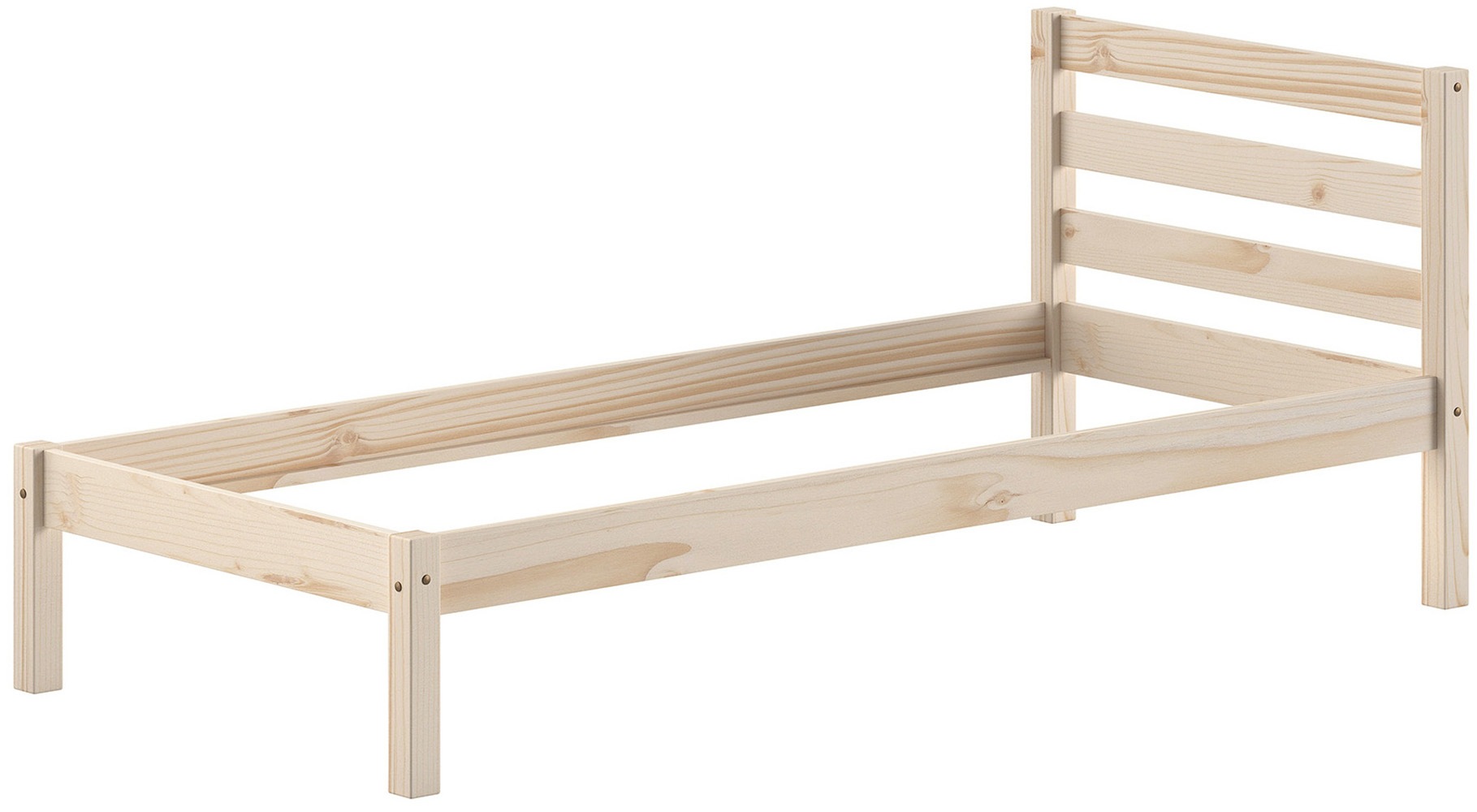 Vipack Massivholzbett »Pino, universell einsetzbar, gradliniges Design, Made in Europe« B: 211 x H: 84,4 x T: 97,5 cm, Liegefläche 90/200 cm, stabil gebaut,  inkl. Rolllattenrost, Kiefer massiv, in Natur oder Weiß lackiert