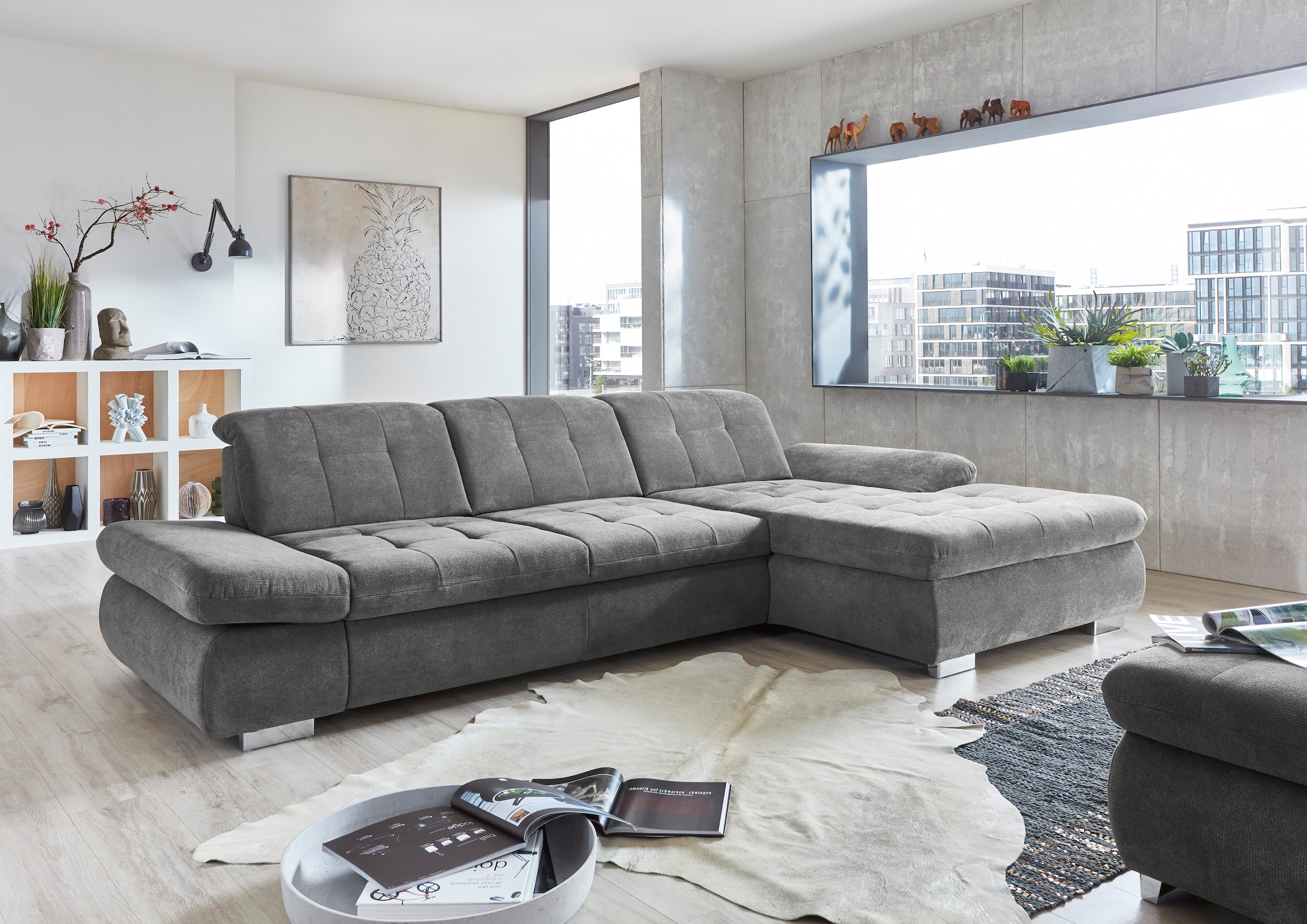 Die PlanBar Ecksofa »MP-IN17004 L-Form«, wahlweise mit Bettfunktion, Sitztiefen- und Kopfteilverstellung