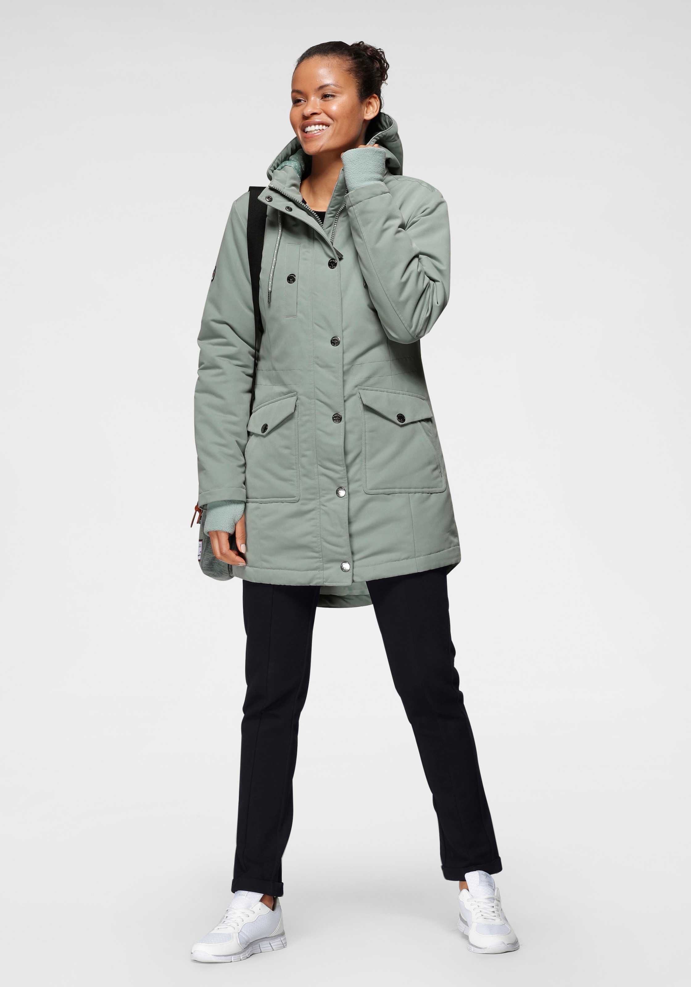 KangaROOS Langjacke, mit Kapuze, für den Übergang, aus leichtem Webmaterial, modisch