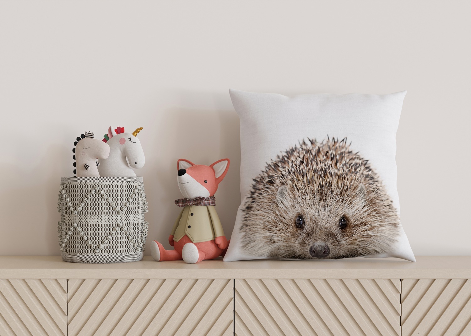 queence Dekokissen »Igel«, Kissenhülle mit HD Premium Druck, geruchsneutral, 40x40cm