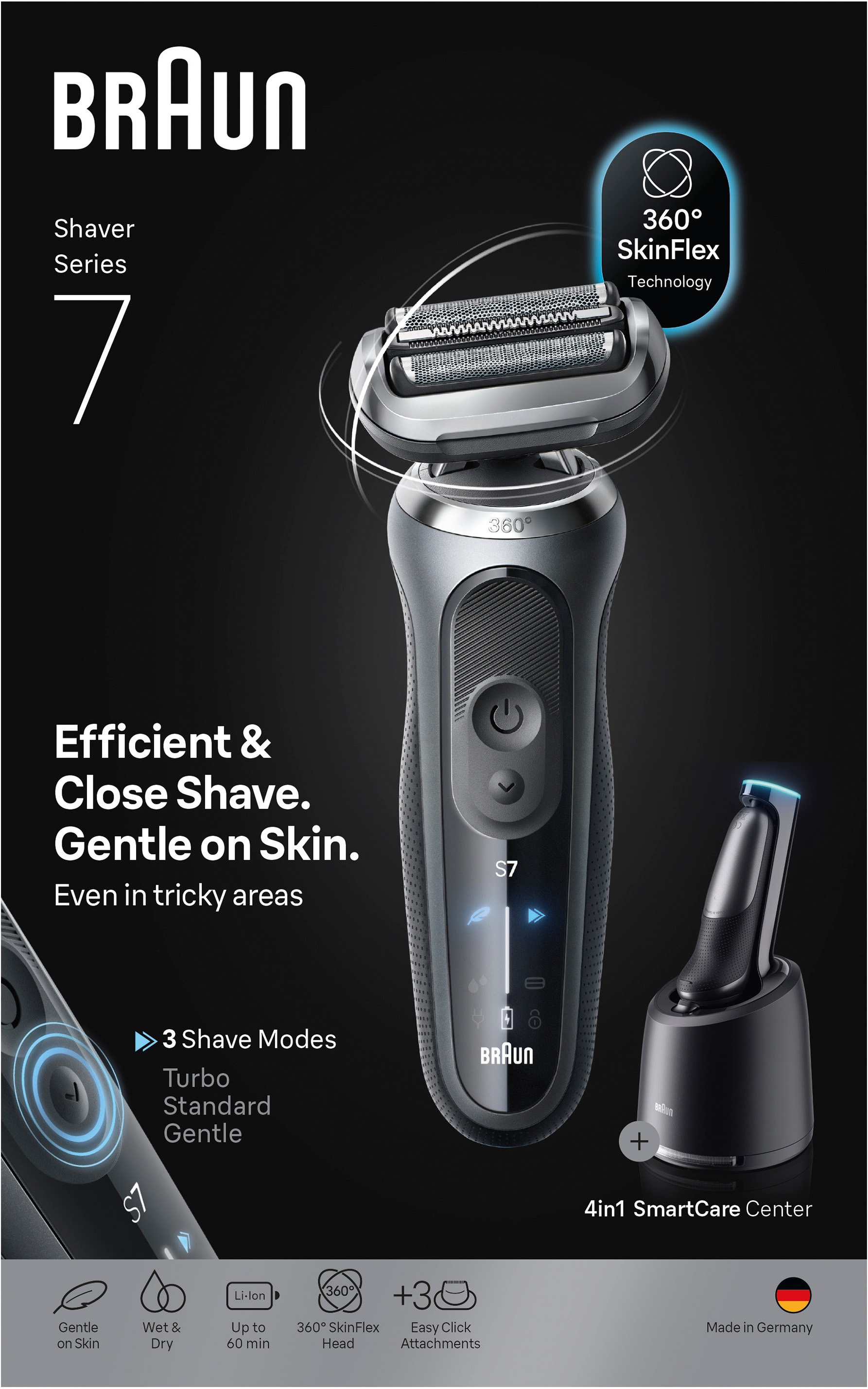 Braun Elektrorasierer »Series 7 72-G7865cc« Smart Care Center 3 Stk. Aufsätze 4in1 SmartCare Center, +3 Aufsätze, 100% wasserdicht, Made in Germany