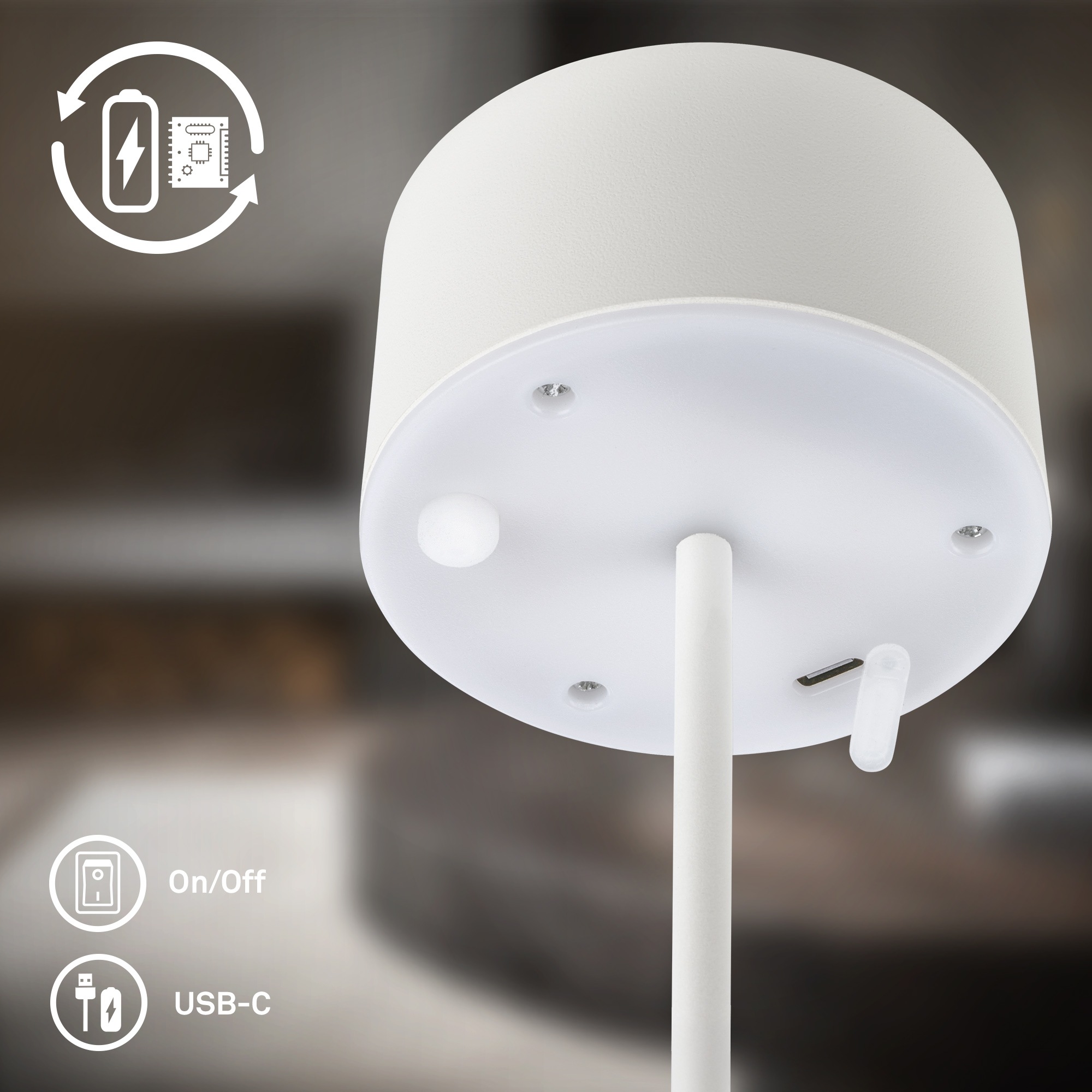 Briloner Leuchten LED Tischleuchte »KIRA« LED-Modul 1 Stk. Warmweiß 8x19 cm, Akku tauschbar, Indoor/Outdoor, Wohnzimmer, Flur, Balkon
