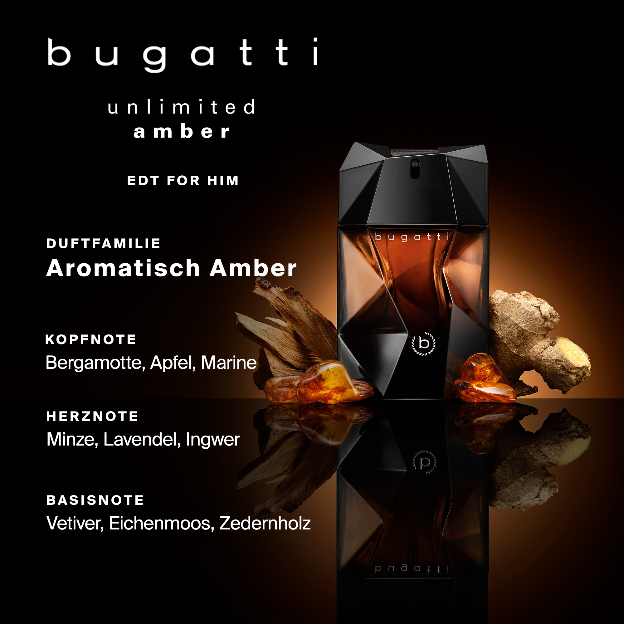 bugatti Eau de Toilette »bugatti unlimited amber for him EdT 100ml«