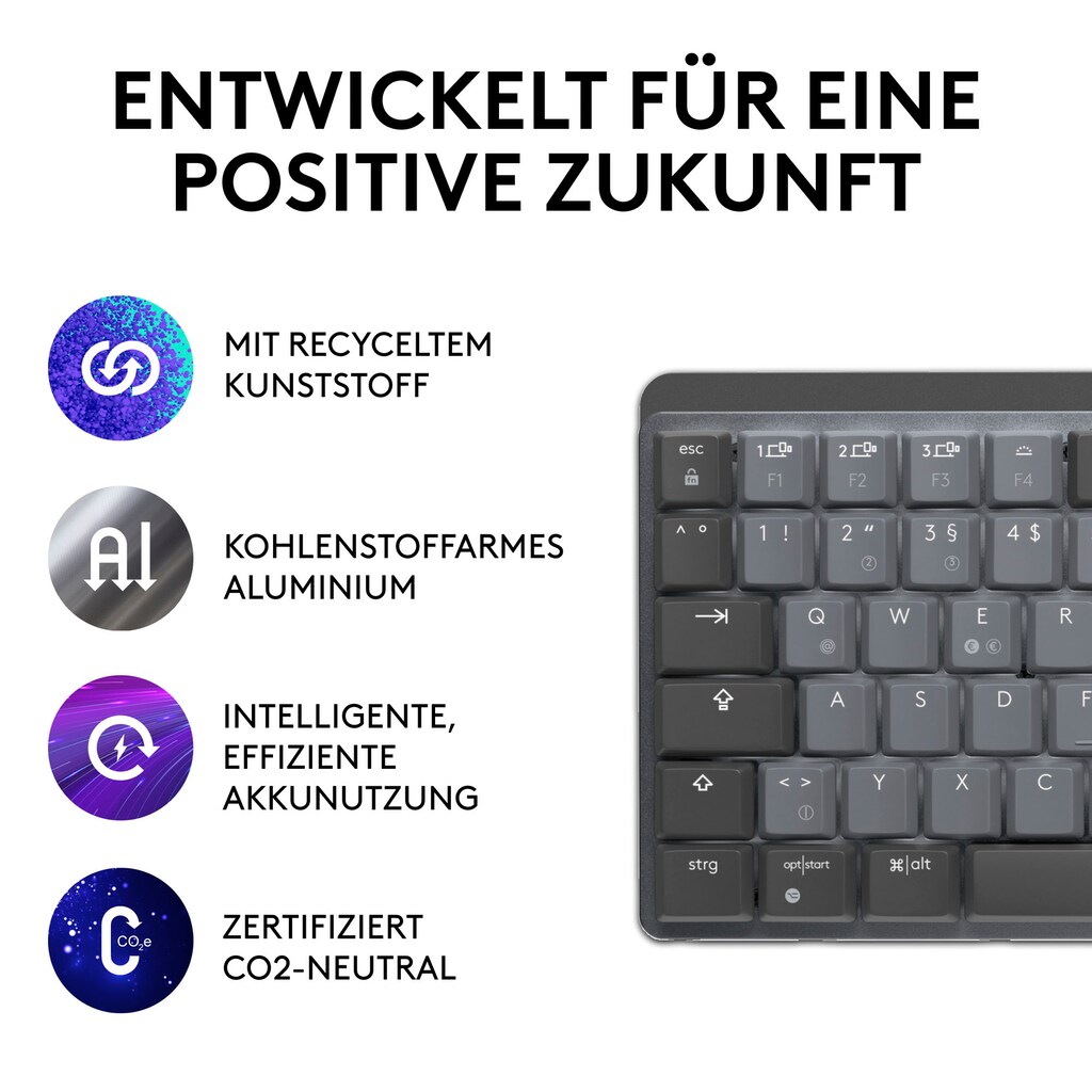 Logitech Tastatur MX Mechanische kabellose Mini-Tastatur mit Beleuchtung