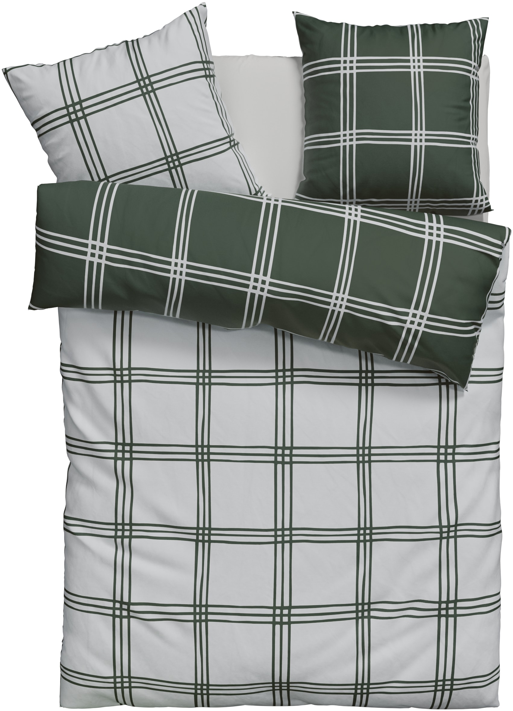OTTO home Wendebettwäsche »Karo« 2 Stk. karierte Bettwäsche aus Baumwolle, Bettwäsche mit Wendeoptik