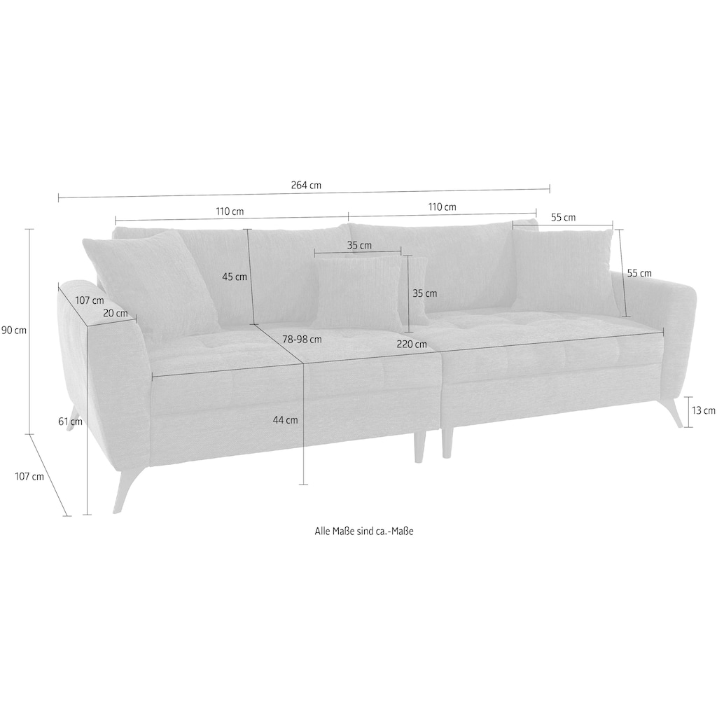 andas Big-Sofa »Lörby«, auch mit Aqua clean-Bezug, feine Steppung im Sitzbereich, lose Kissen