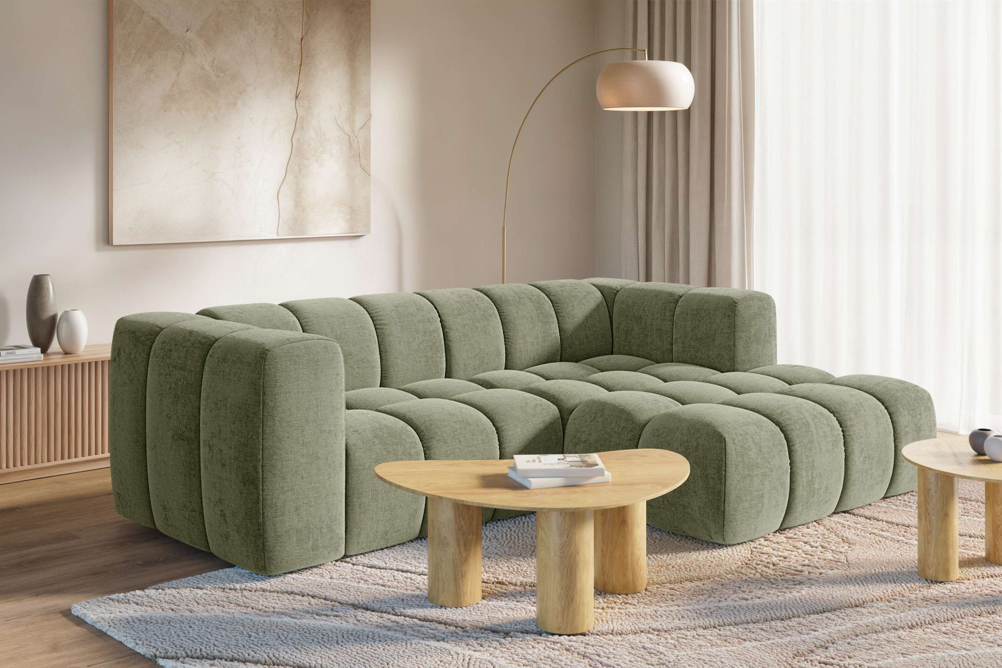 homsy by Ana Johnson Ecksofa »»L« BOUBELLE L-Form, Design-Sofa, Bubble-Optik, Breite 247 cm« hoher Sitzkomfort dank Wellenunterfederung, L Sitztiefe 63 cm