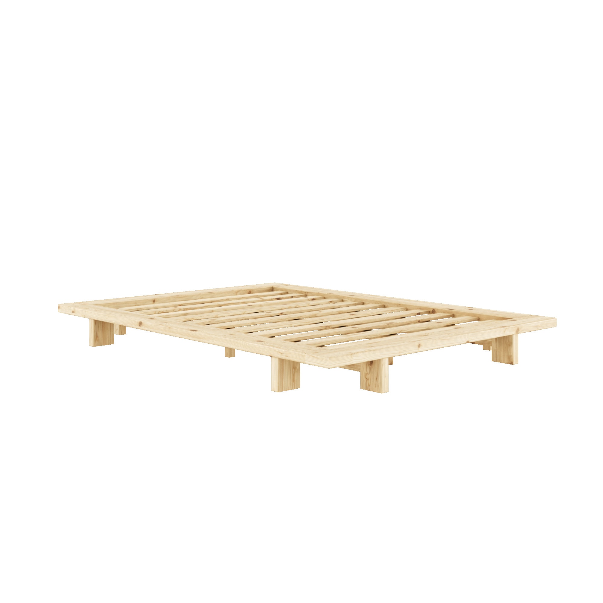 Karup Design Bettgestell »JAPAN BED Bodenbett, Holzrahmen, Futonbett, Jugendbett, Holzbett«, Massivholzbett mit Lattenrost, Kiefer massiv, Doppelbett ohne Kopfteil