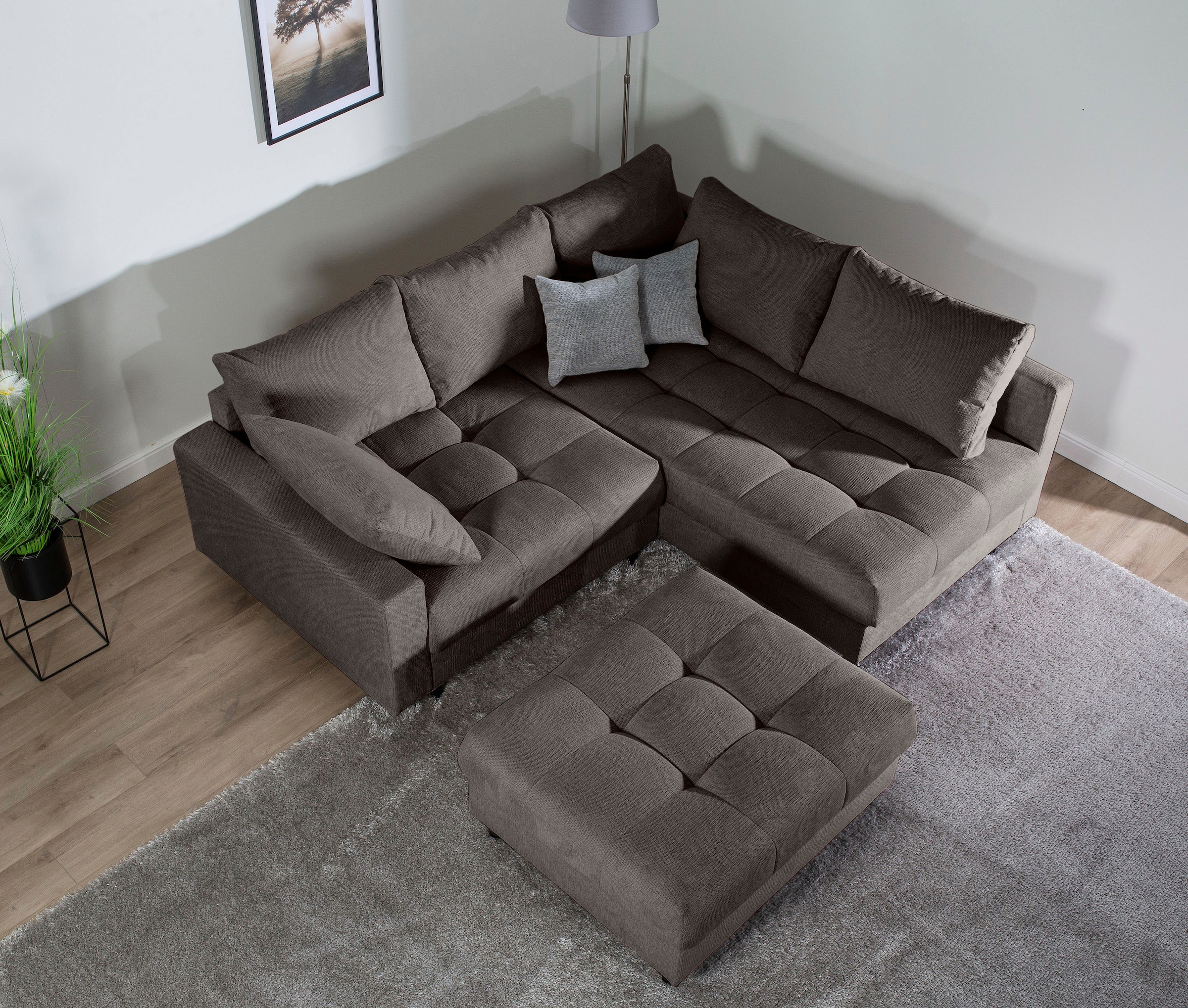 Home affaire Ecksofa »Toni L-Form«, Ottomane beidseitig montierbar, Federkern-Polsterung